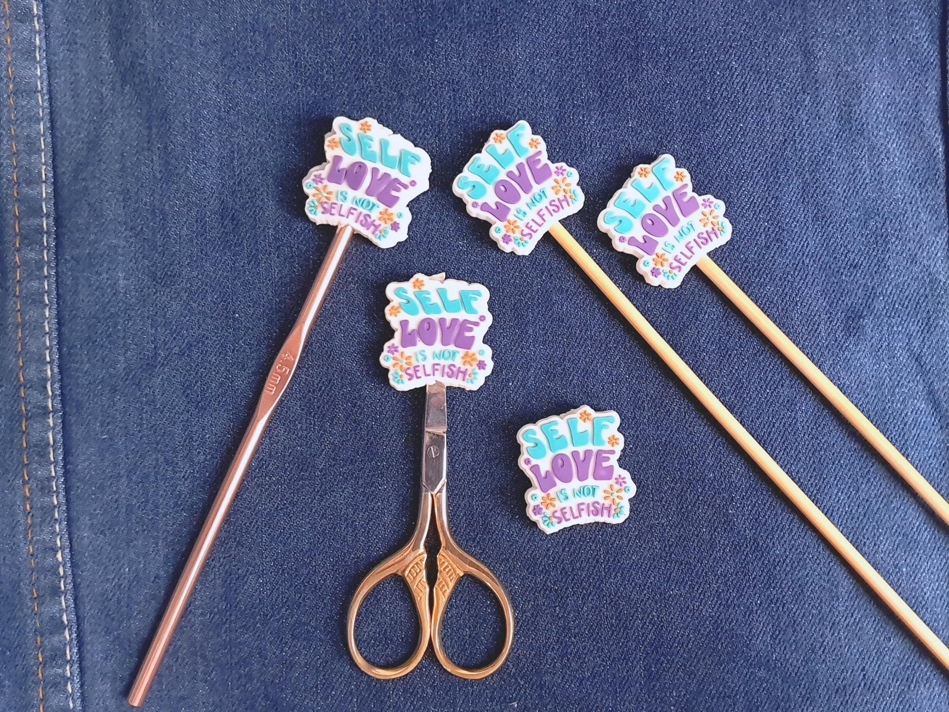 Positive Quote Silicone Bead Stitch Stopper