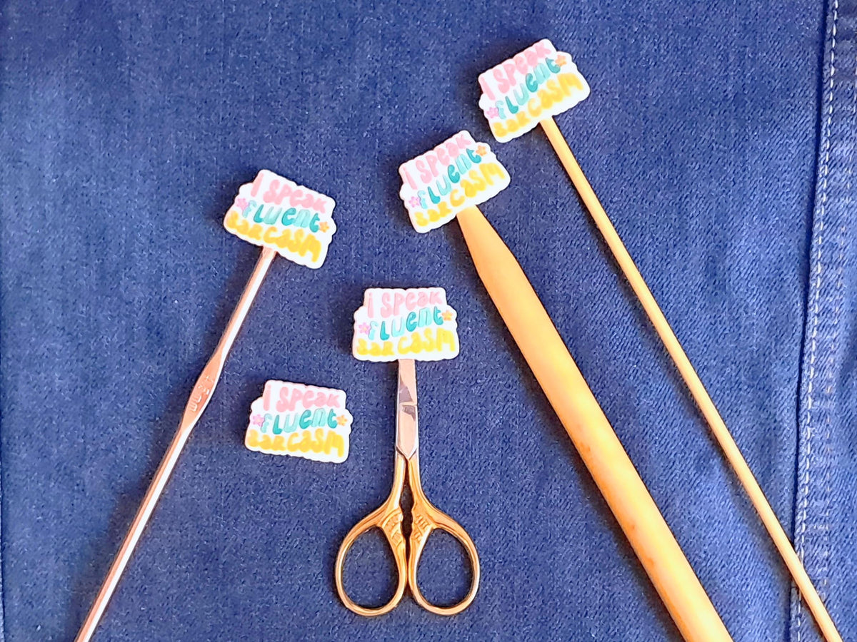 Sarcasm Quote Silicone Bead Stitch Stopper, Funny Scissor Protector, Knitting Needle Crochet Project Saver, WIP Bag Tool Notion Supply