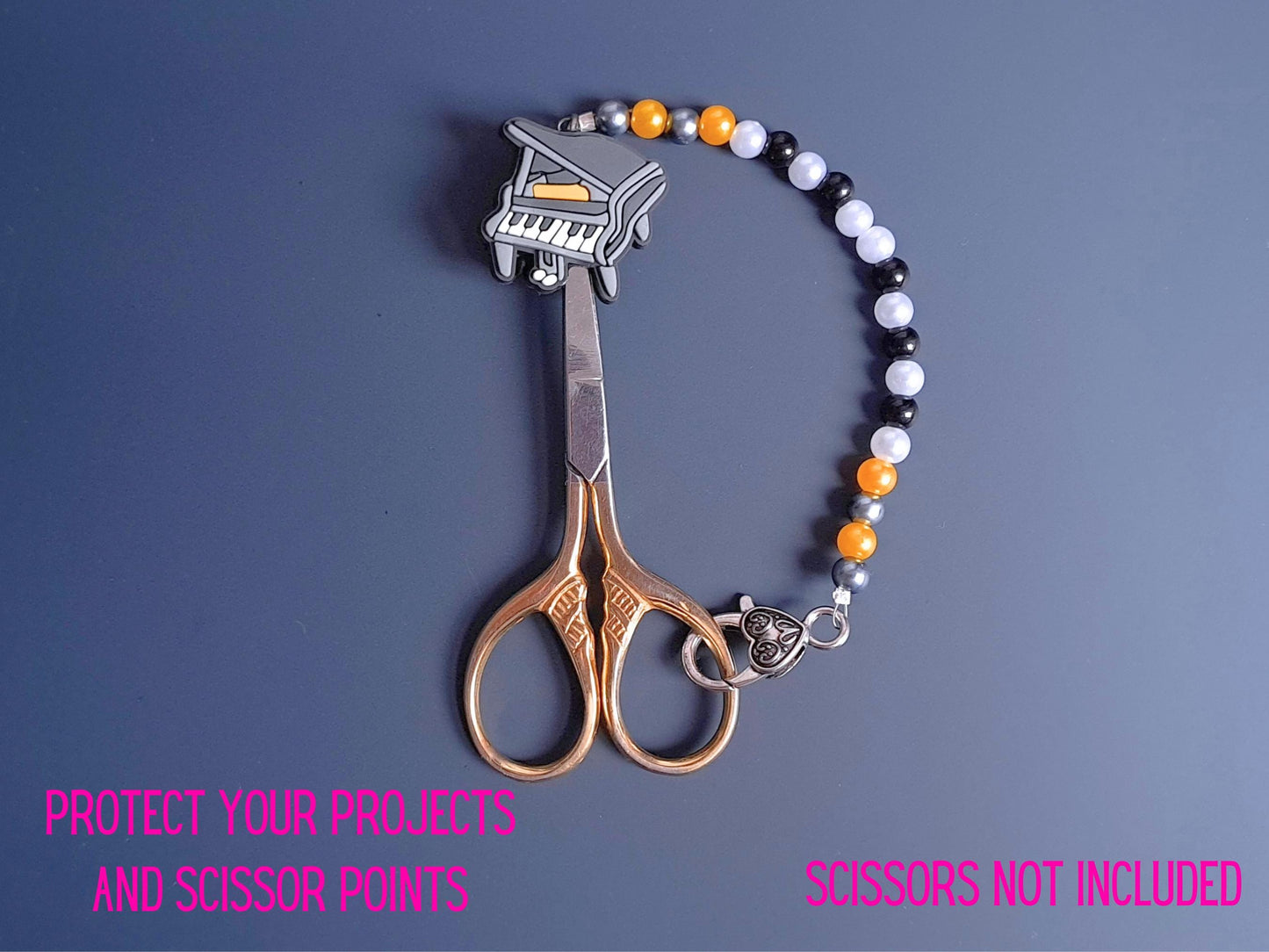 Piano Scissor Fob with Protection Bead