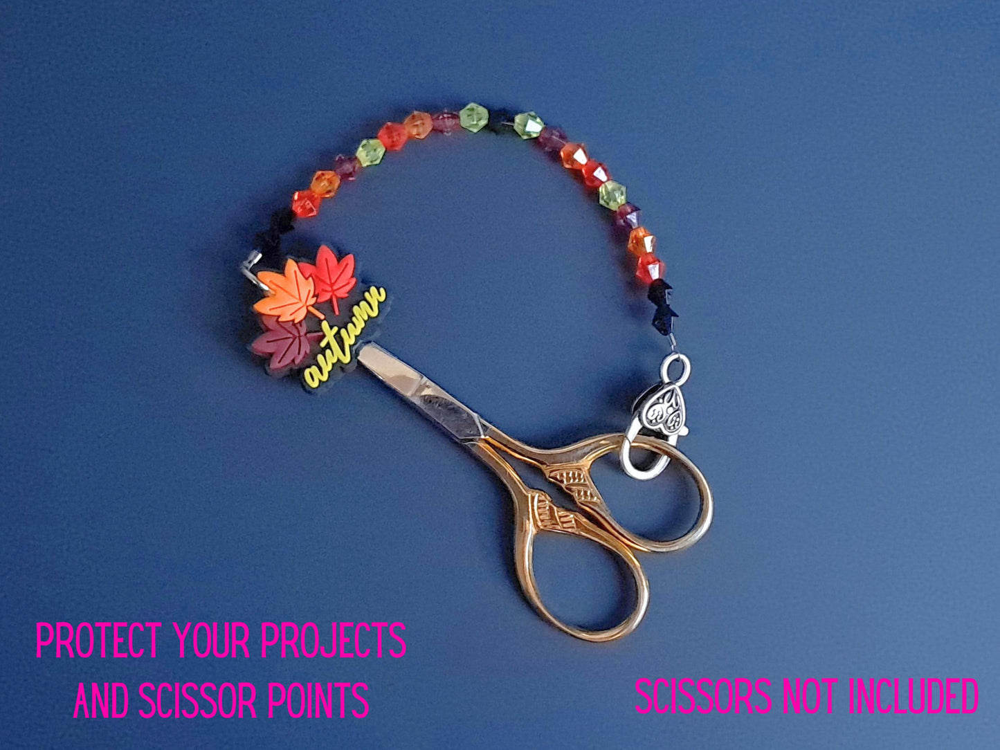 Autumn Leaves Scissor Fob with Protection Bead