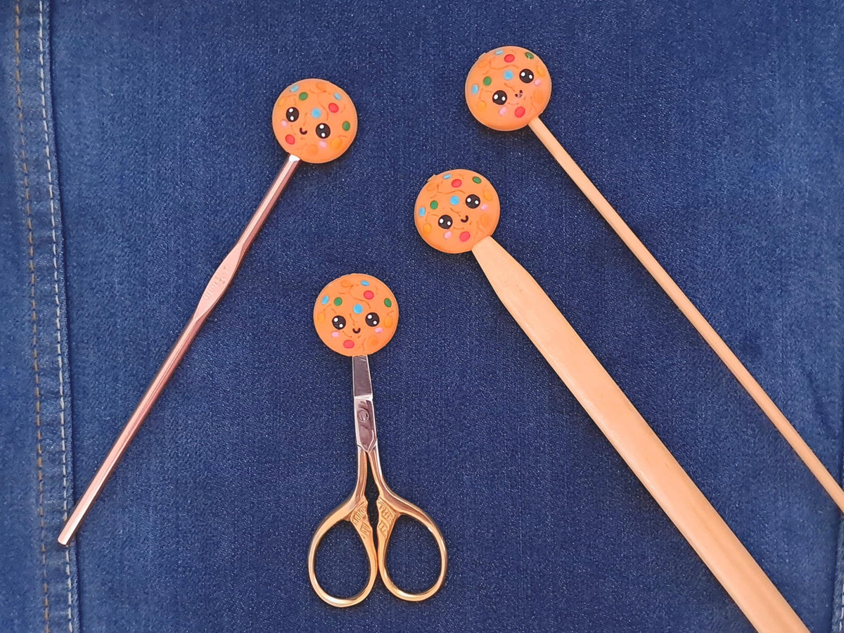 Cookie Stitch Stopper, Biscuit Silicone Bead Scissor Tip Protector, Knitting Needle Cap, Crochet Project Saver WIP Bag Tool Notion Sewing