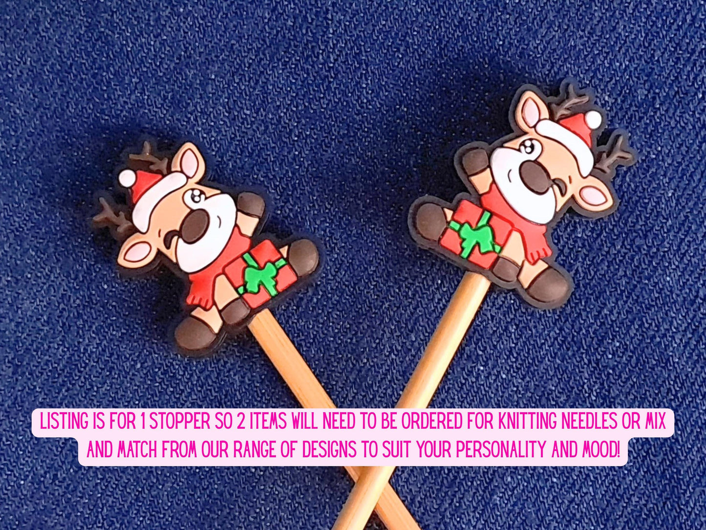Cute Christmas Reindeer With Gift Stitch Stopper