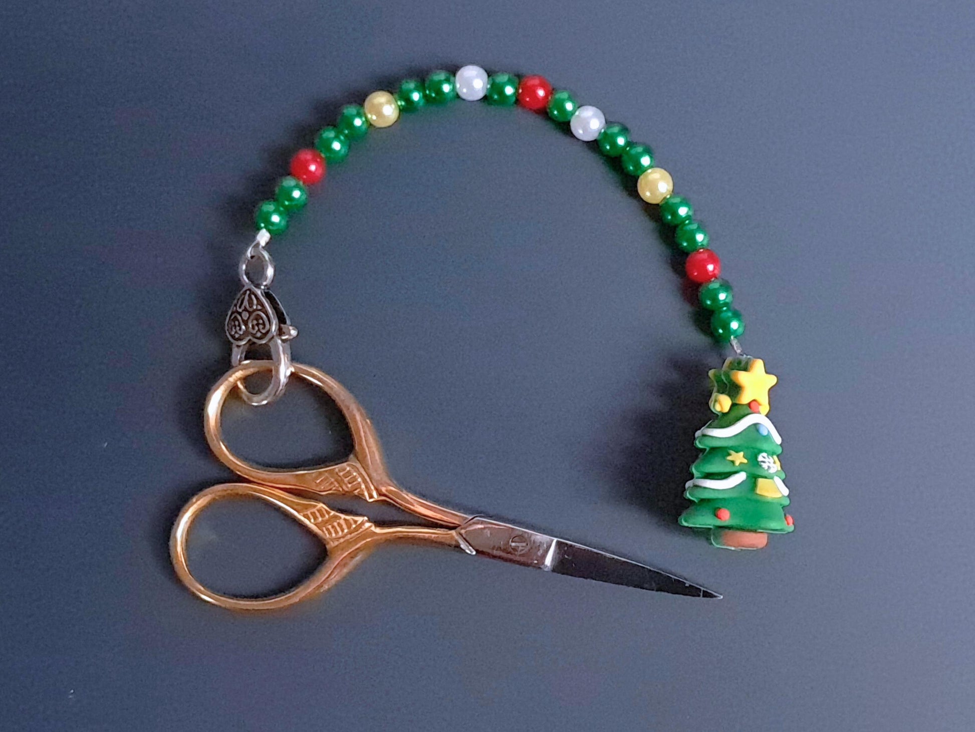 Christmas Tree Scissor Fob with Protection Bead