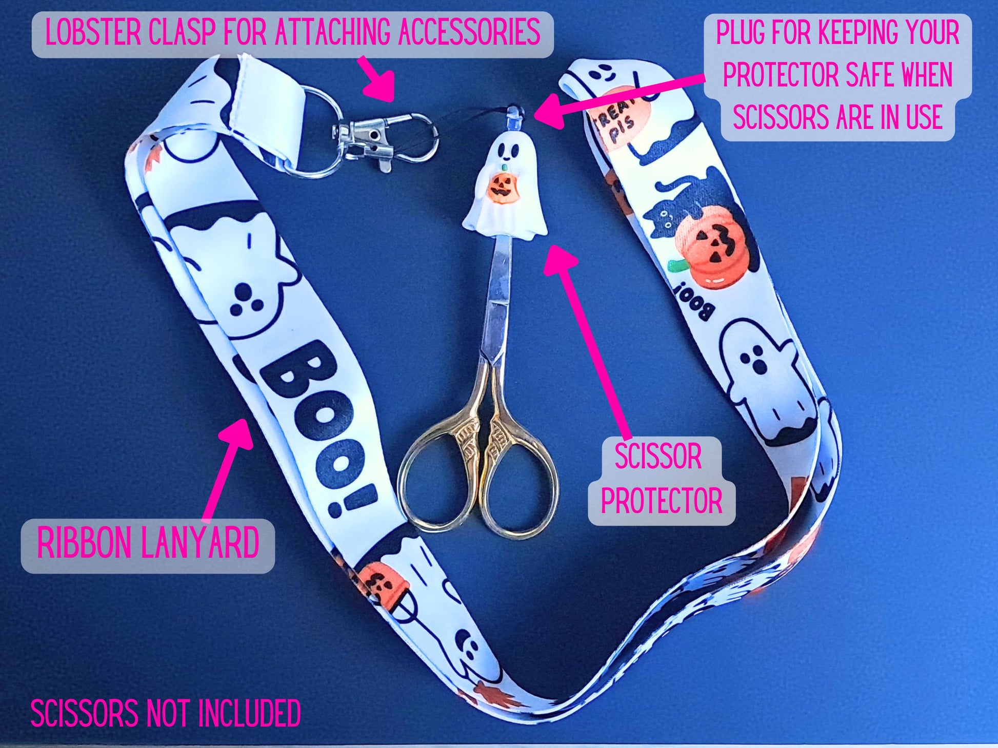 Halloween Ghost Lanyard Scissor Protector Set
