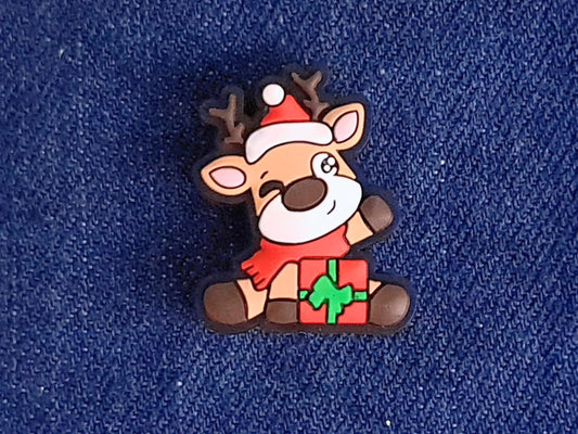Cute Christmas Reindeer With Gift Stitch Stopper