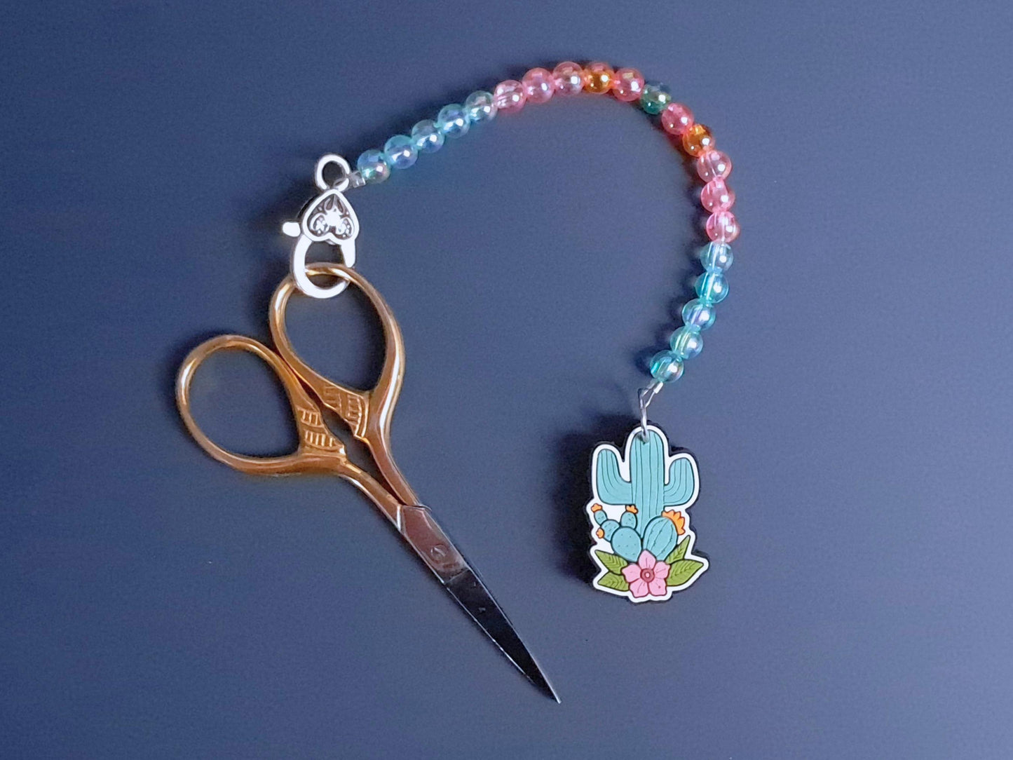 Flowering Cactus Scissor Fob with Protection Bead