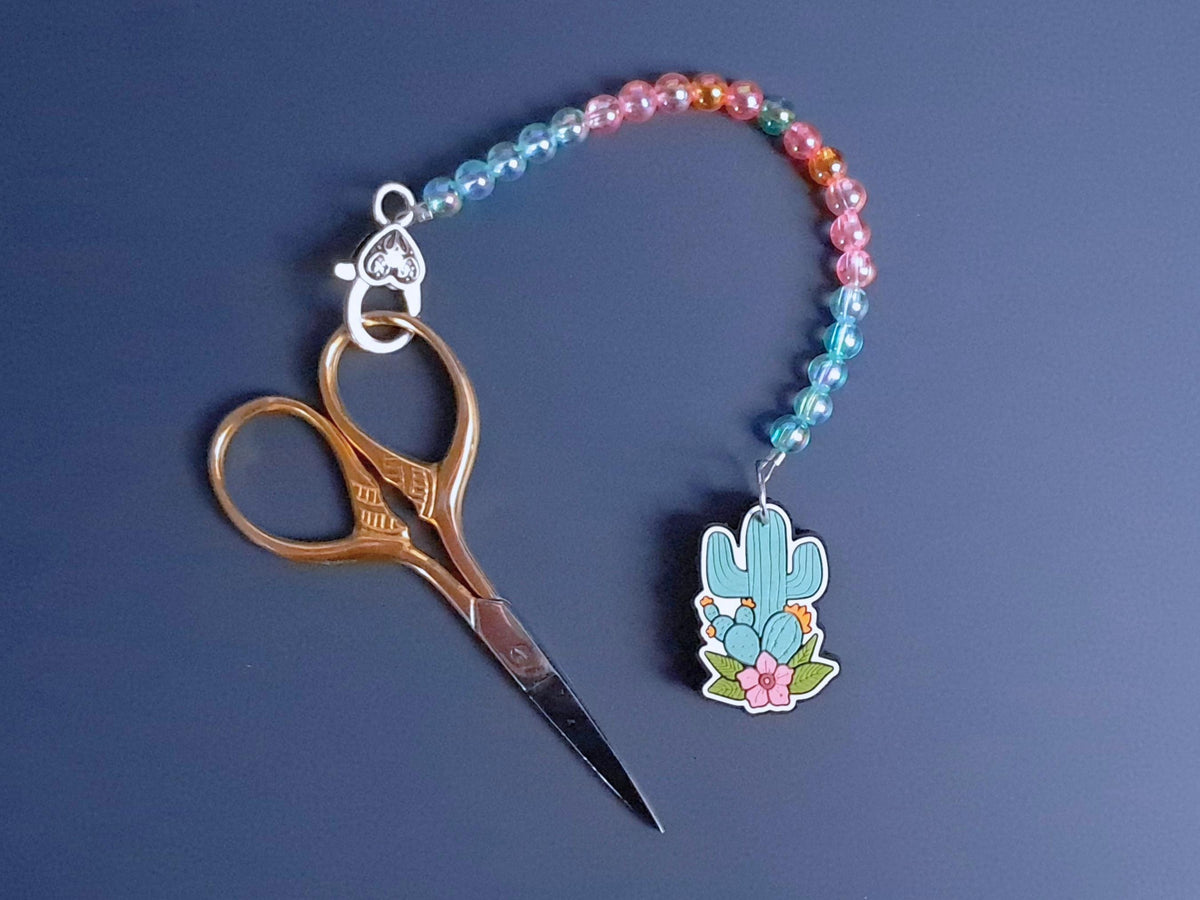 Flowering Cactus Scissor Fob with Protection Bead