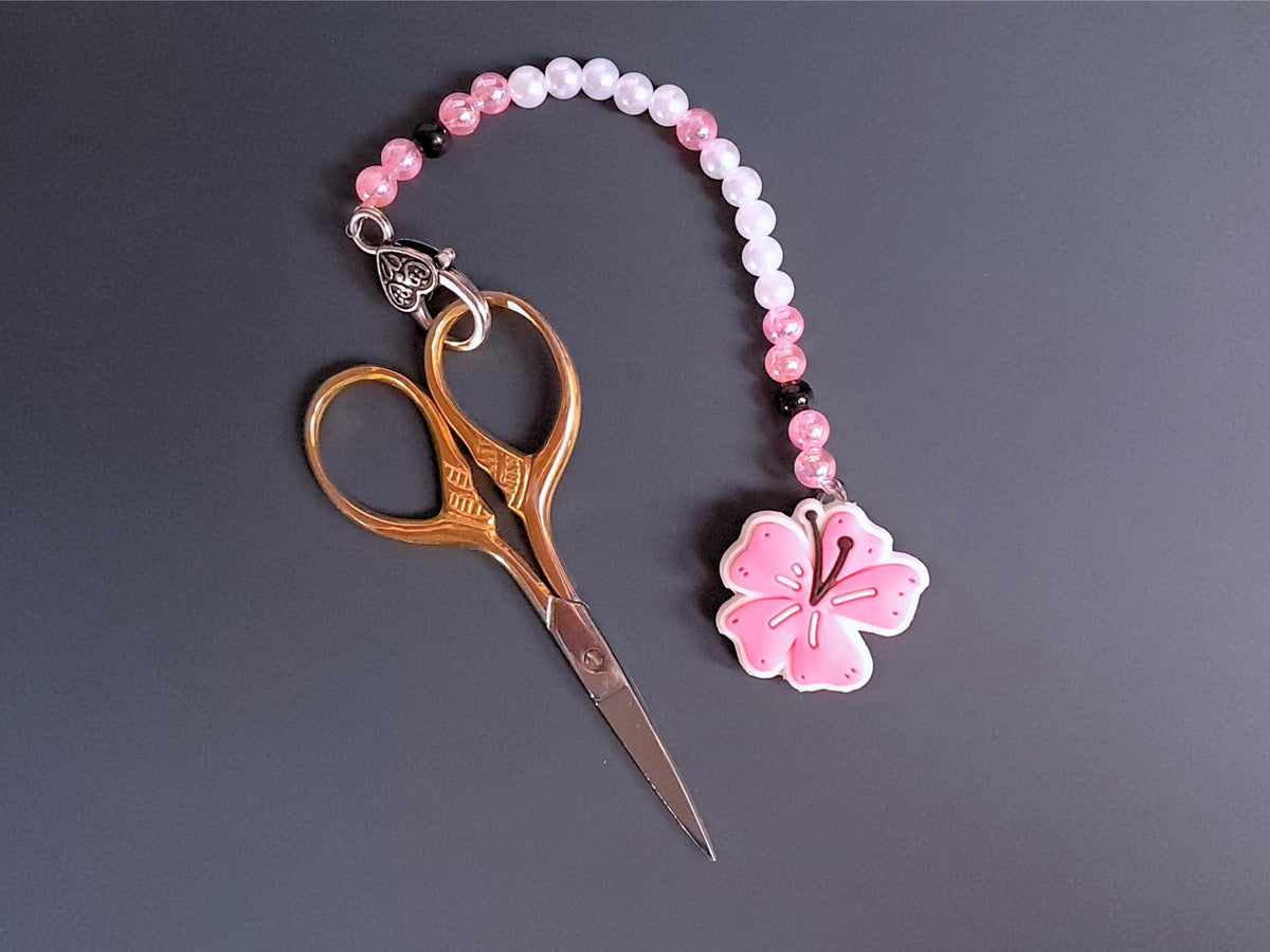 Cherry Blossom Scissor Fob with Protection Bead