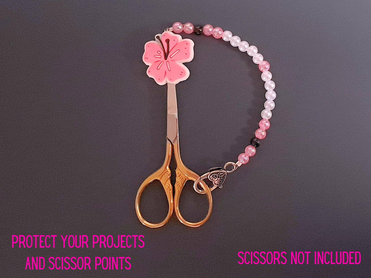 Cherry Blossom Scissor Fob with Protection Bead
