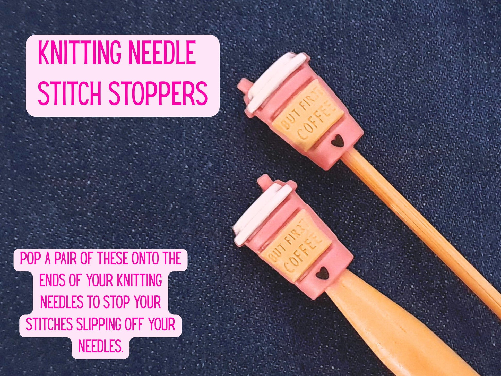 But First Coffee Cup Stitch Stopper, Silicone Bead Scissor Tip Protector, Knitting Needle, Crochet Project Saver, WIP Bag Tool Notion Sewing
