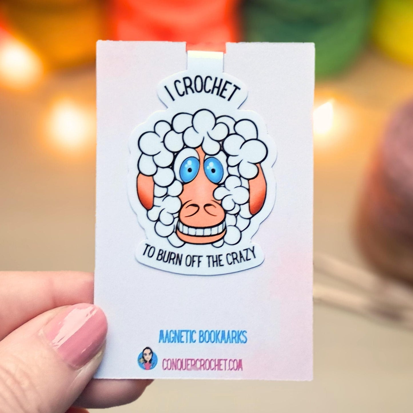 Magnetic Bookmark For Crocheters, I Crochet To Burn Off The Crazy Page Marker, Funny Sheep Place Keeper, Gift For Crocheting Book Lovers