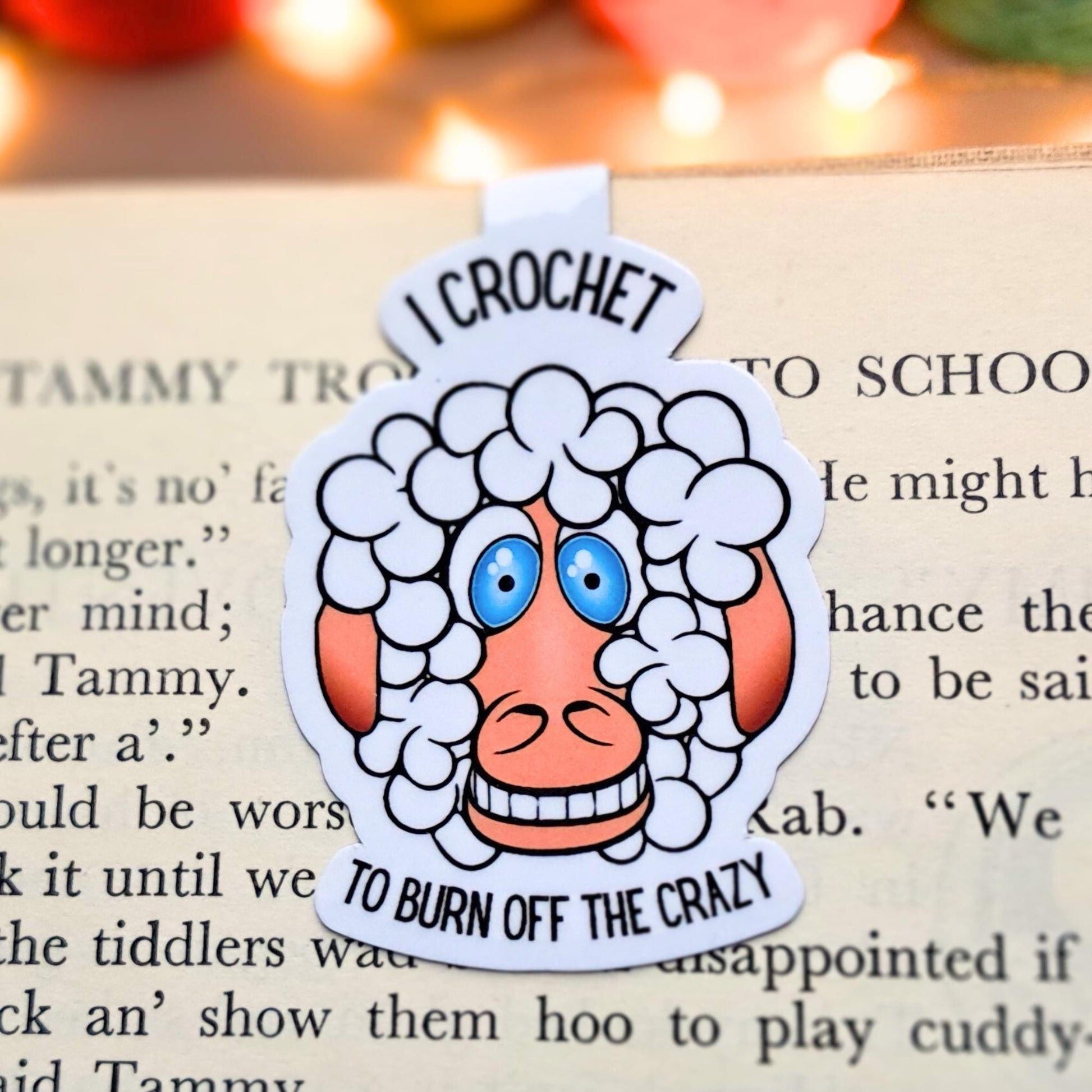 Magnetic Bookmark For Crocheters, I Crochet To Burn Off The Crazy Page Marker, Funny Sheep Place Keeper, Gift For Crocheting Book Lovers