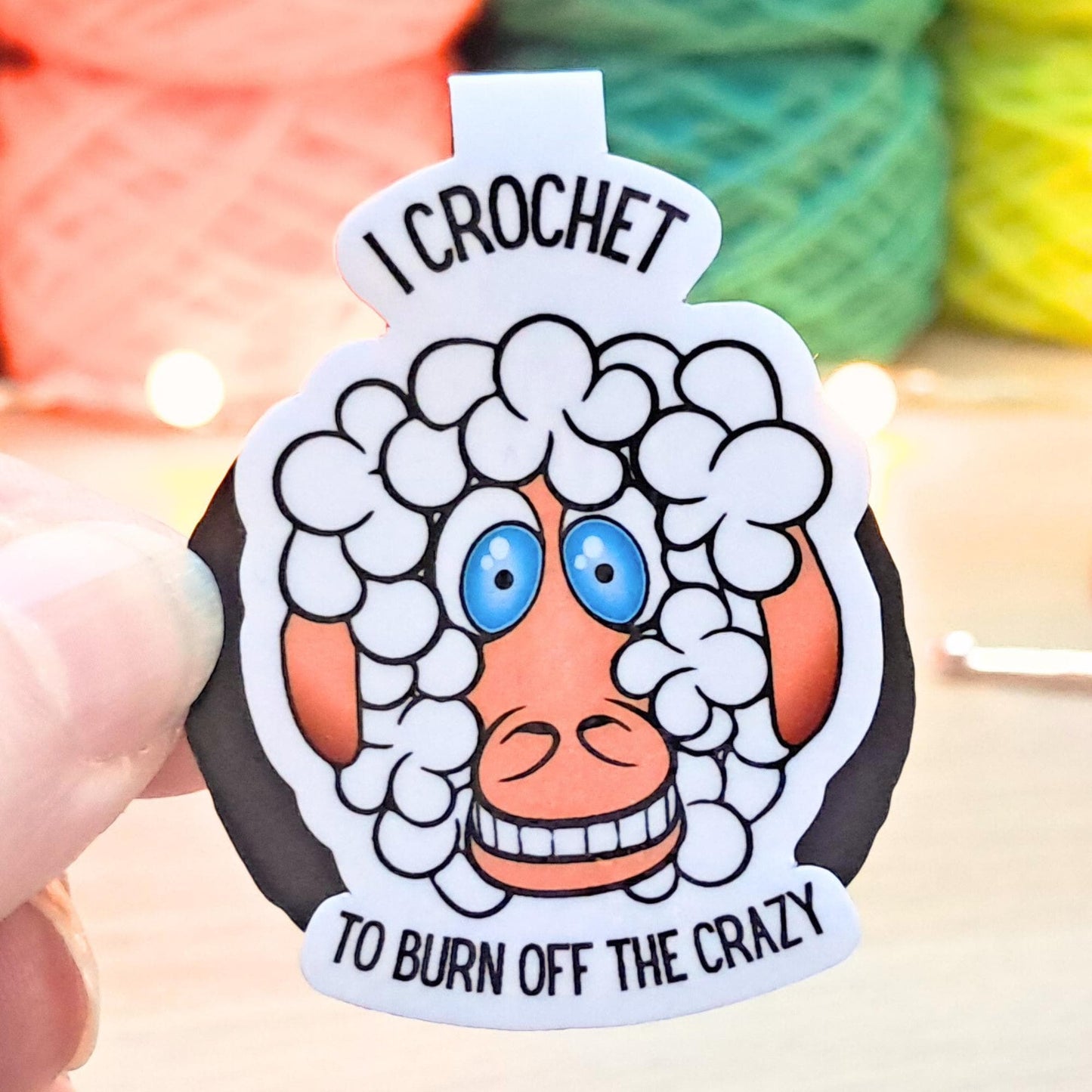 Magnetic Bookmark For Crocheters, I Crochet To Burn Off The Crazy Page Marker, Funny Sheep Place Keeper, Gift For Crocheting Book Lovers