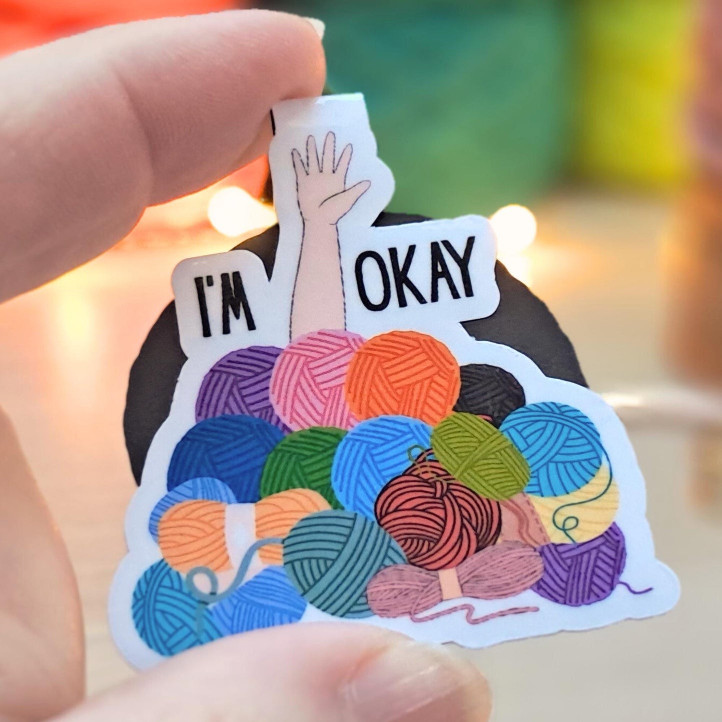 Magnetic Bookmark For Yarn Lovers, I'm OK Yarn Stash Page Marker, Funny Yarny Place Keeper, Knitter Crocheter Fibre Artist Bookworm Gift