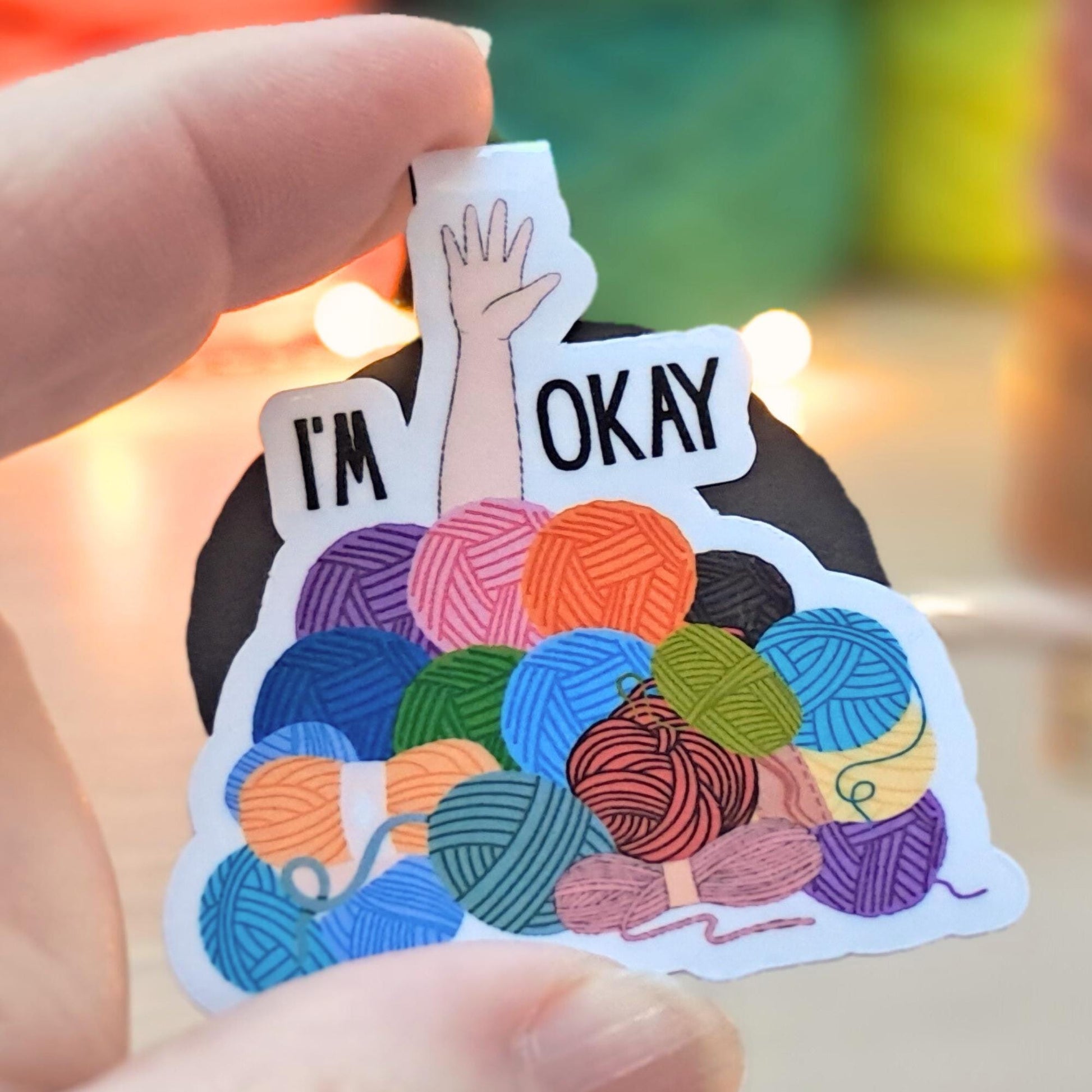 Magnetic Bookmark For Yarn Lovers, I'm OK Yarn Stash Page Marker, Funny Yarny Place Keeper, Knitter Crocheter Fibre Artist Bookworm Gift