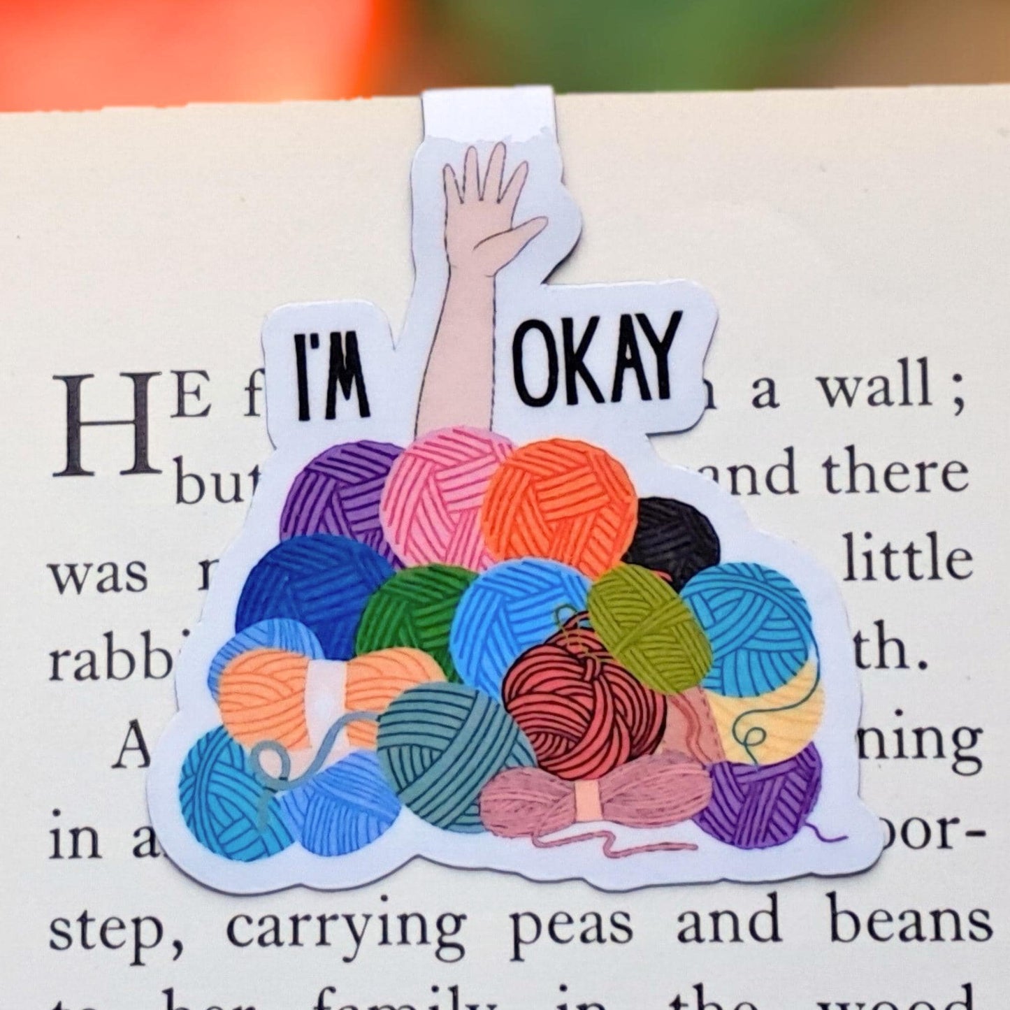 Magnetic Bookmark For Yarn Lovers, I'm OK Yarn Stash Page Marker, Funny Yarny Place Keeper, Knitter Crocheter Fibre Artist Bookworm Gift