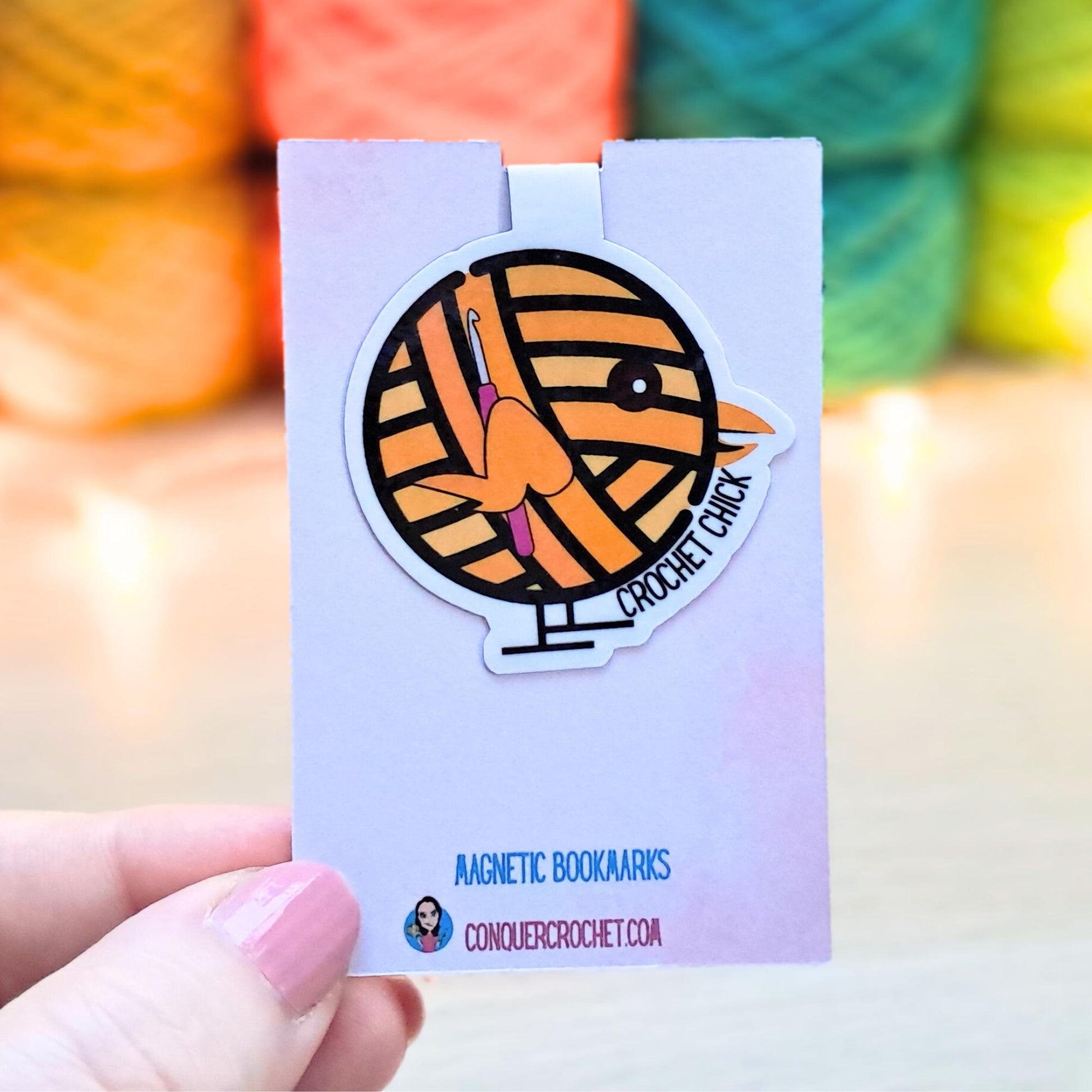 Crochet Chick Magnetic Bookmark, Crocheter Chick Page Marker, Funny Yarn Place Keeper, Pattern Book Essential Fibre Artist Bookworm Giftable