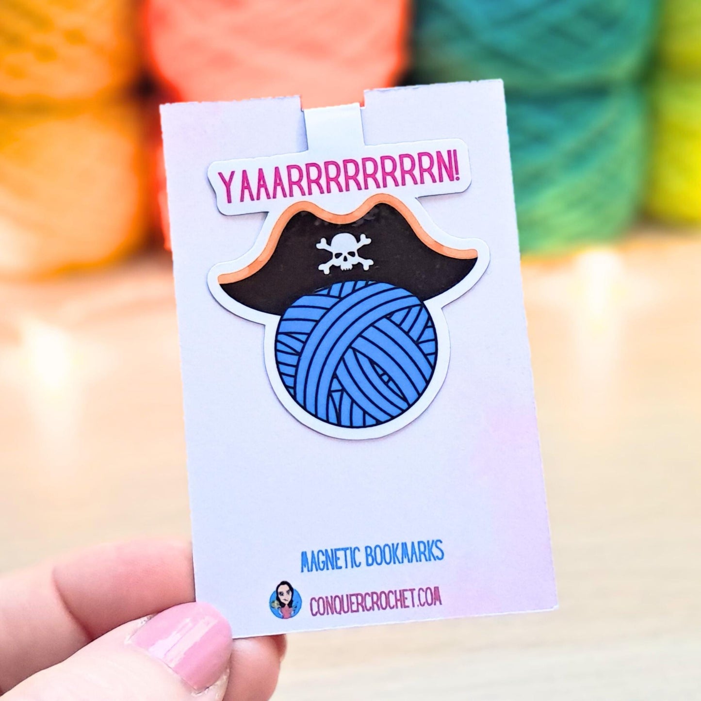 Magnetic Bookmark For Yarn Lovers, Yarn Pirate Page Marker, Funny Yarny Place Keeper, Knit Crochet Pattern Tidy, Fibre Artist Bookworm Gift