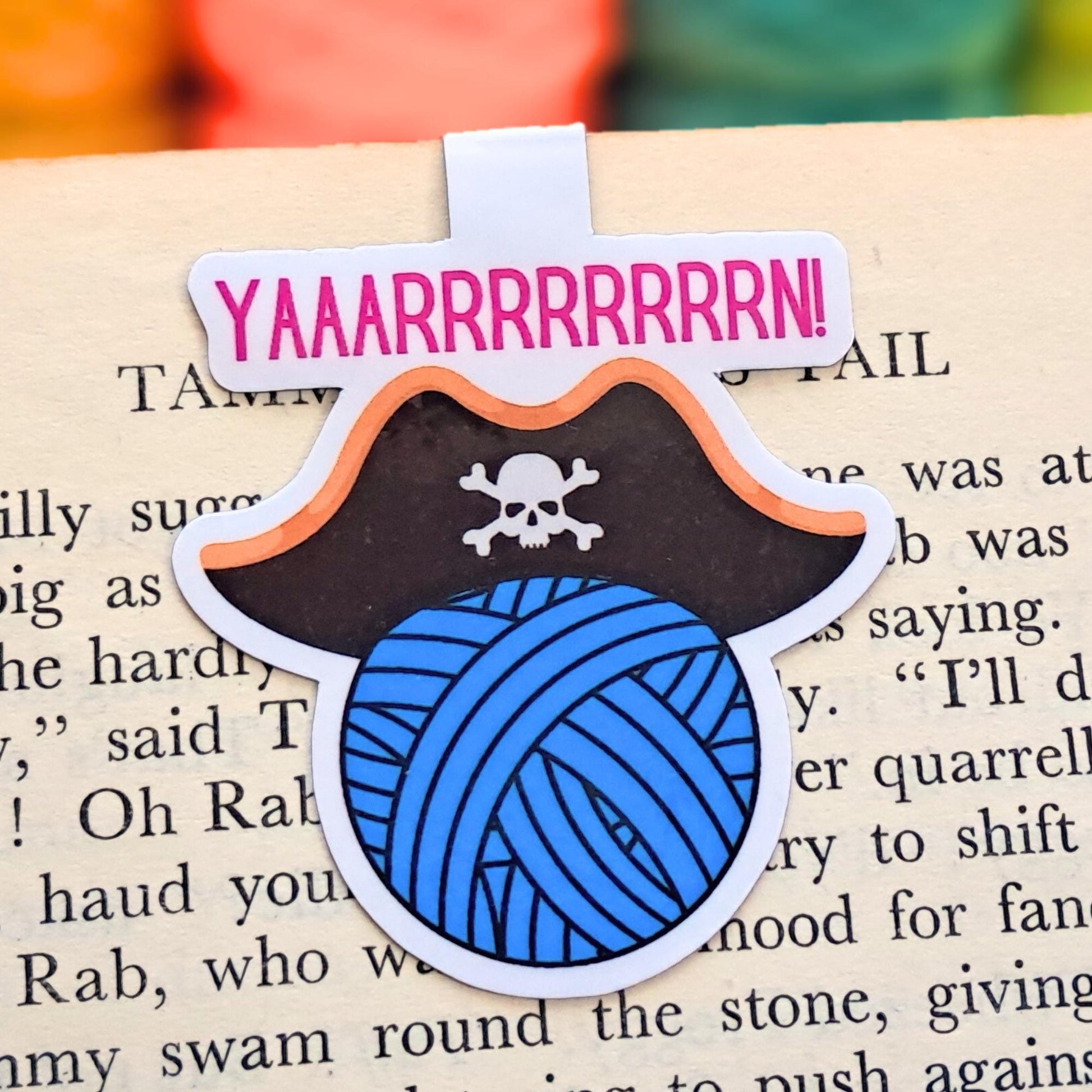 Magnetic Bookmark For Yarn Lovers, Yarn Pirate Page Marker, Funny Yarny Place Keeper, Knit Crochet Pattern Tidy, Fibre Artist Bookworm Gift