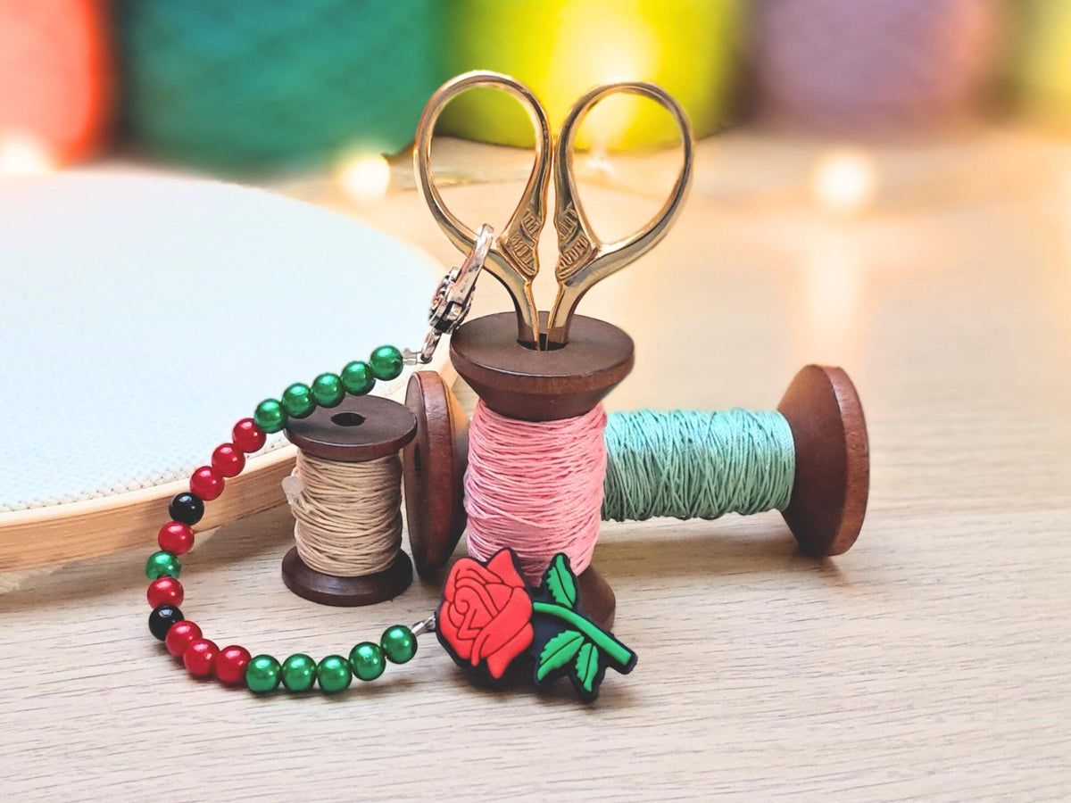 Rose Scissor Fob with Protection Bead