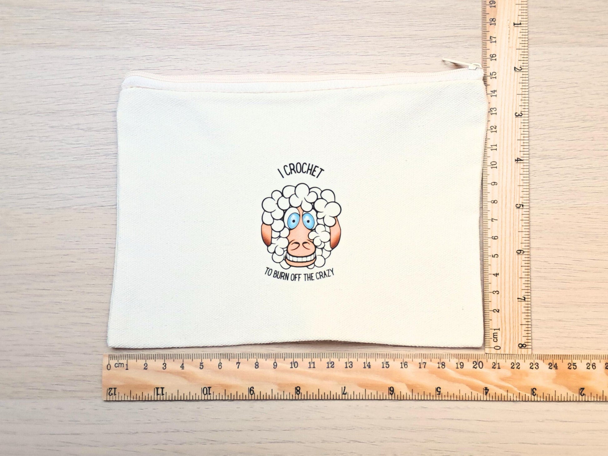 Crazy Sheep Crochet Notions Pouch, Funny Zipper Hook Case, Crafter Pencil Case, Gift For Fibre Artist, Accessory Supplies Holder