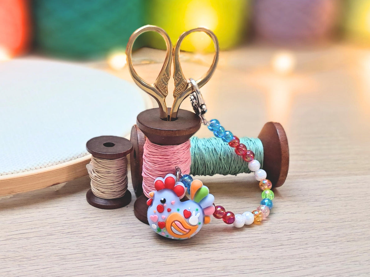 Chicken Scissor Fob with Protection Bead
