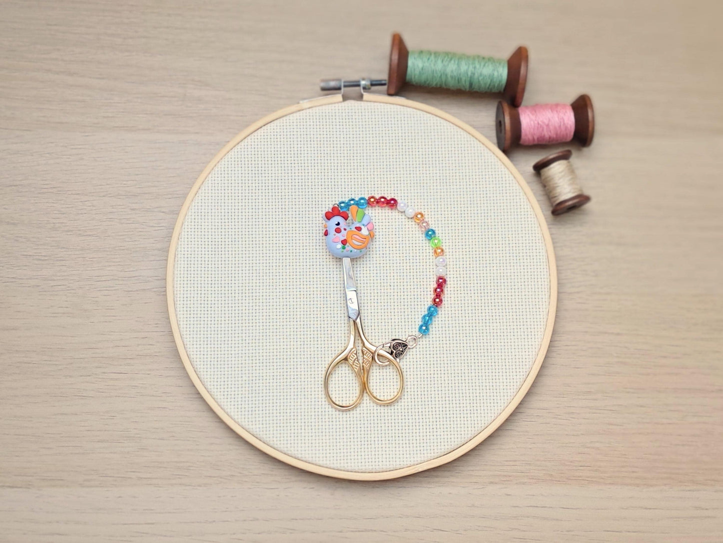 Chicken Scissor Fob with Protection Bead