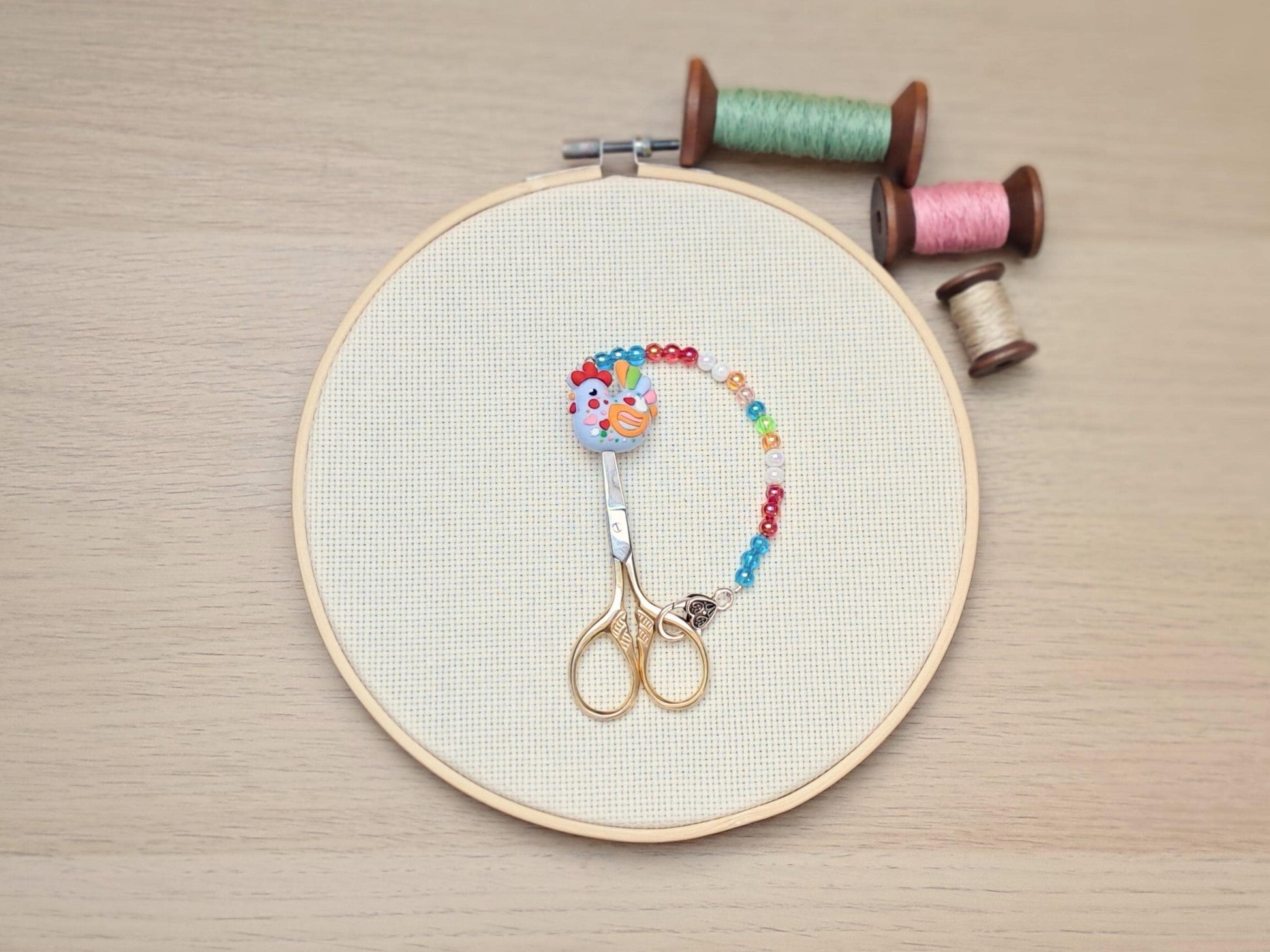 Chicken Scissor Fob with Protection Bead