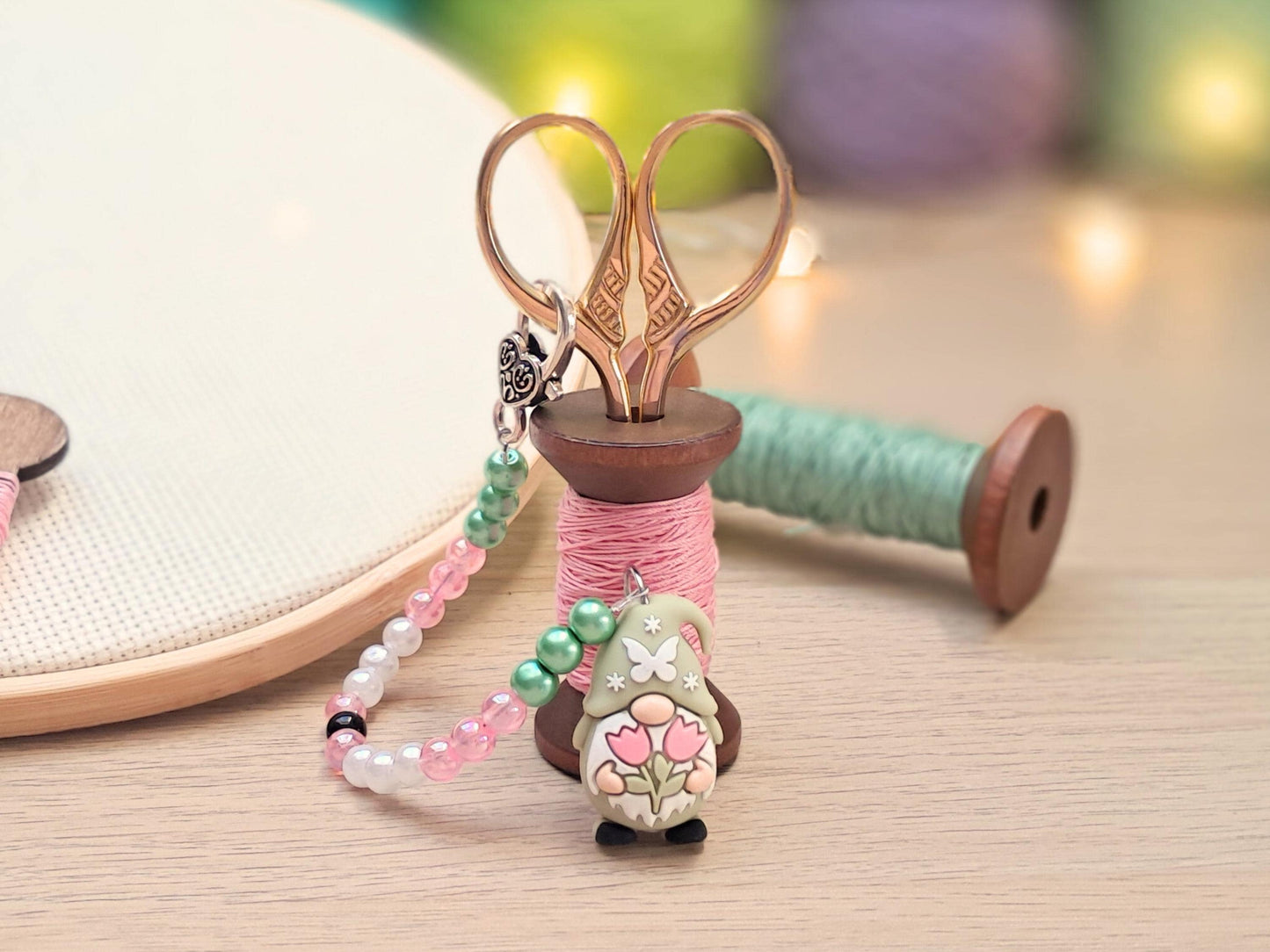 Gnome Scissor Fob with Protection Bead