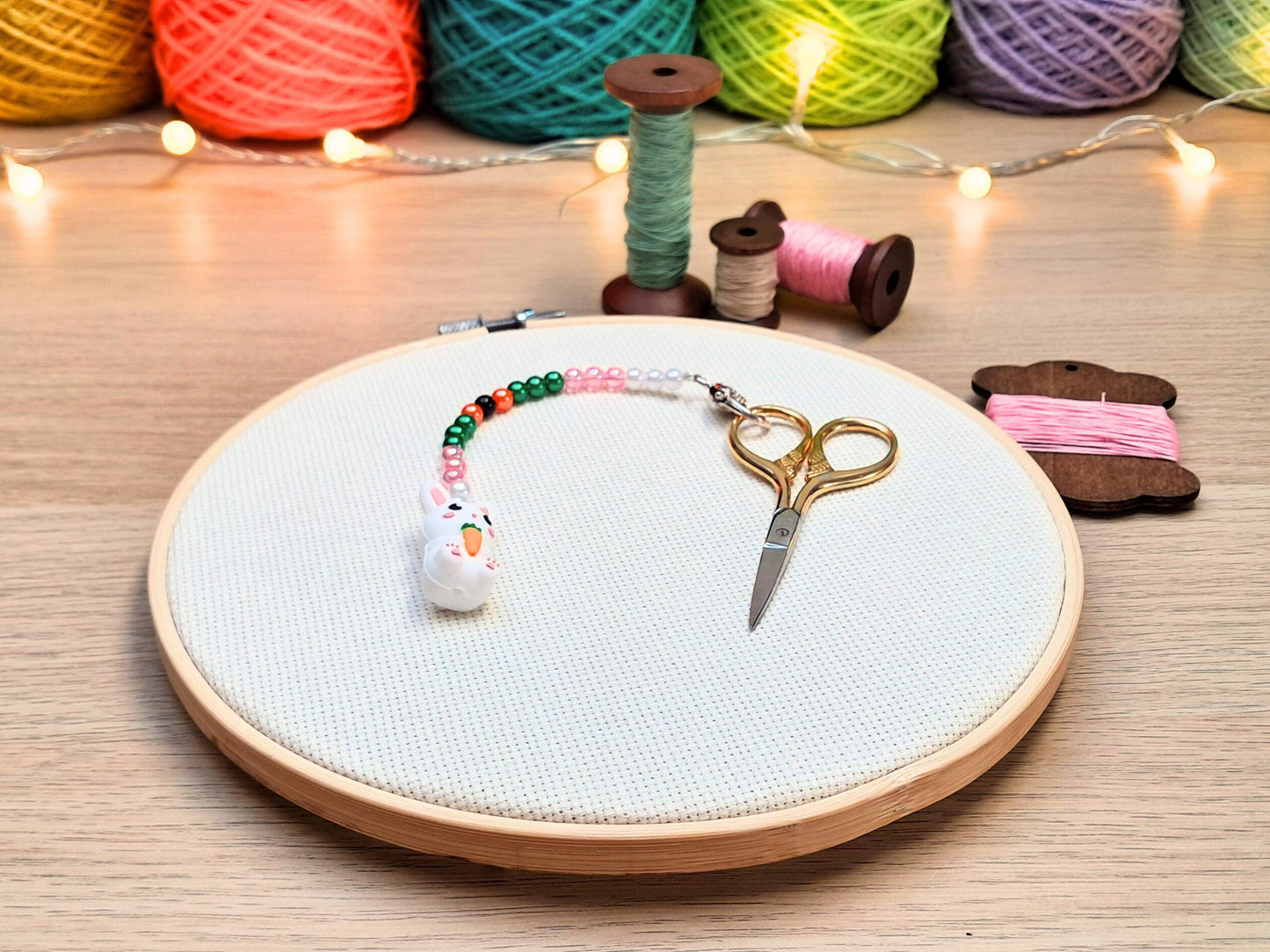Rabbit Scissor Fob with Protection Bead