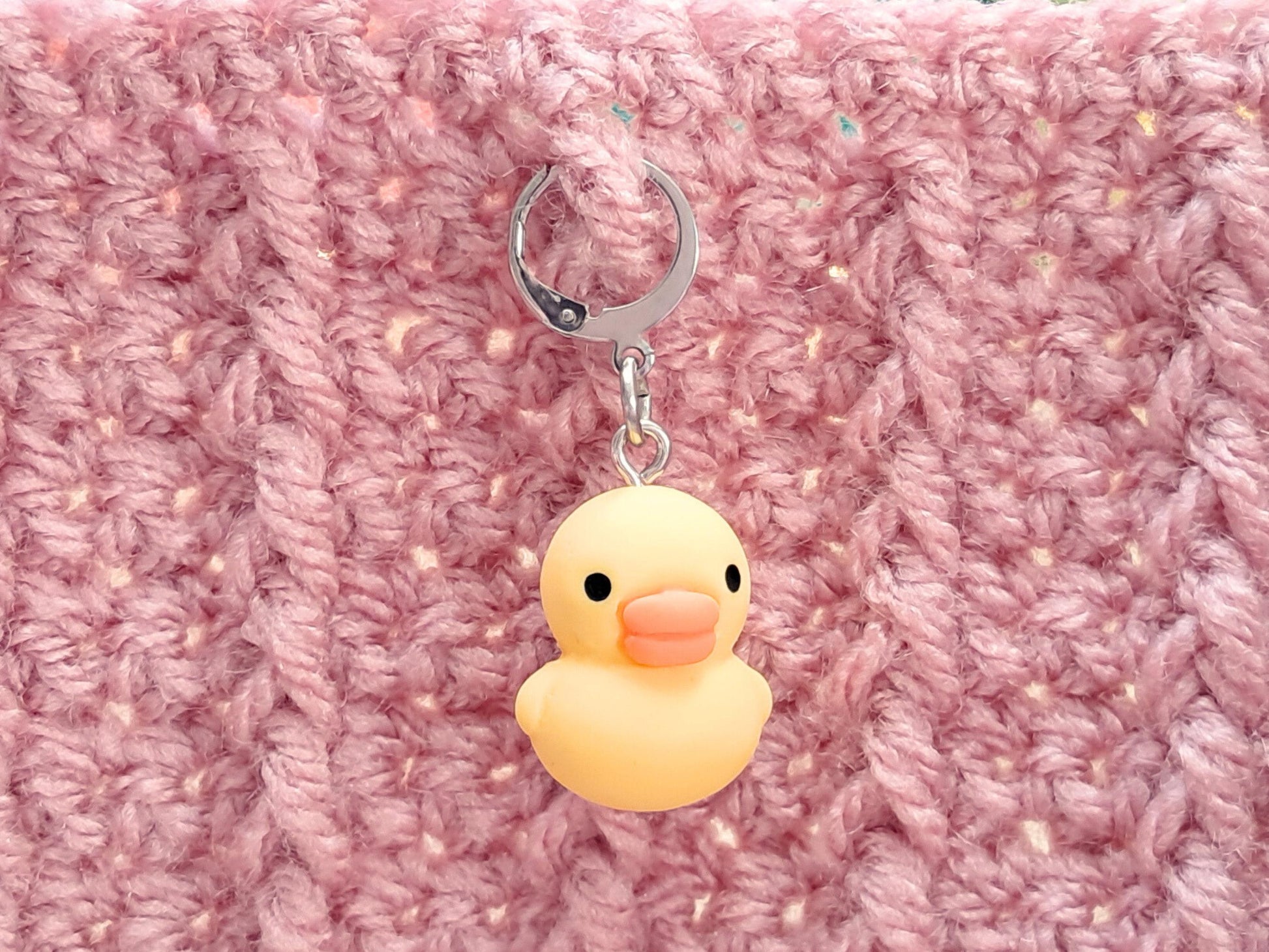 Duck Stitch Marker, Silver Plated Lever Back Crochet Notion, Resin Progress Keeper, Row Marker Crochet Supplies Accessory Spring Gift