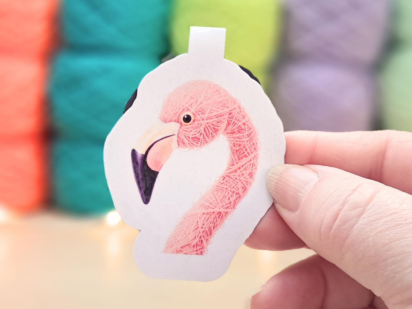 Flamingo Magnetic Bookmark, Yarn Pals Blush, Bookish Accessory Page Marker Keeper, Crocheter Knitter Gift, Tropical Summer