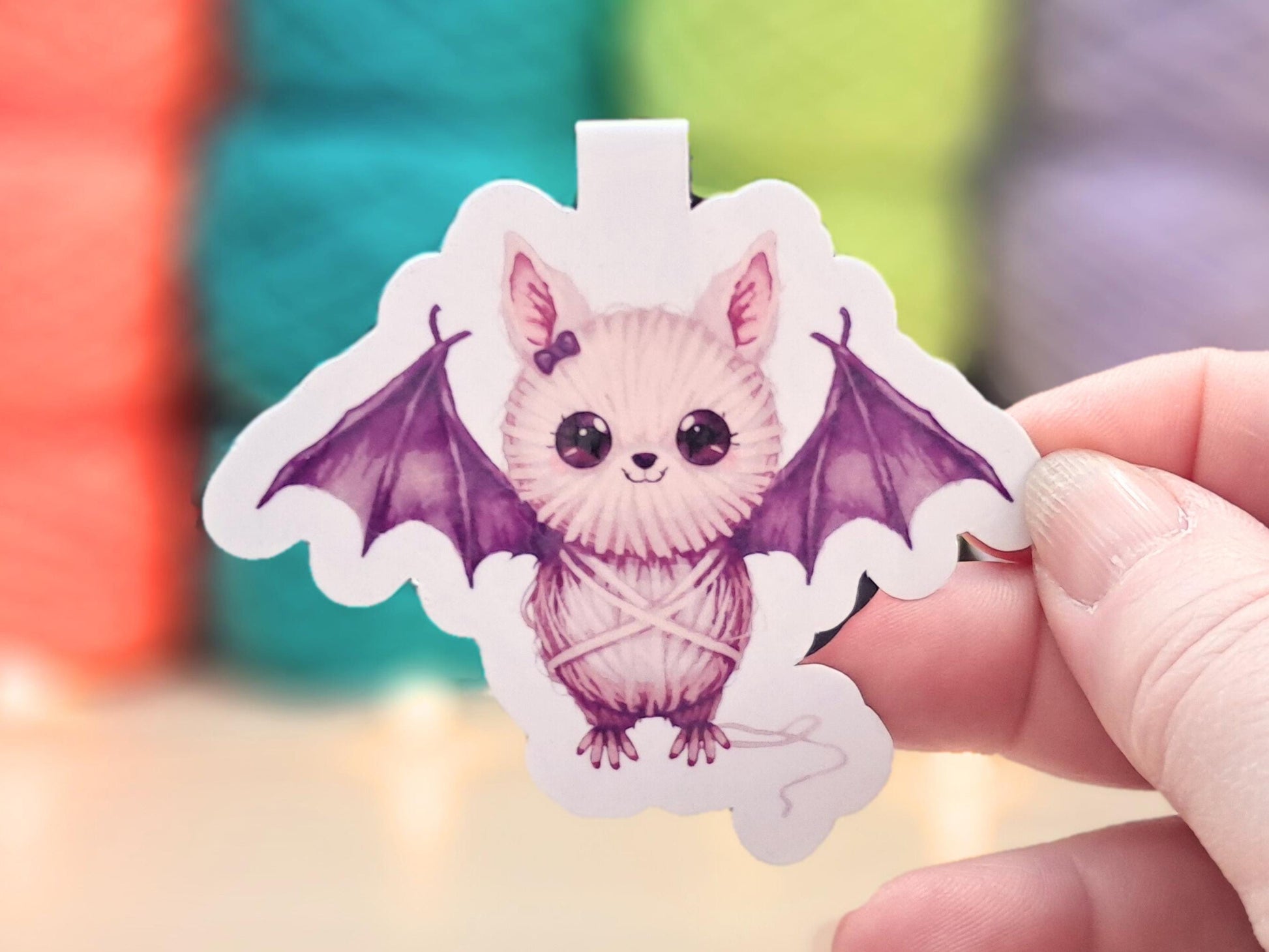 Bat Magnetic Bookmark, Yarn Pals Echo Bat, Bookish Accessory Page Marker Keeper, Crocheter Knitter Gift, Gothic Emo