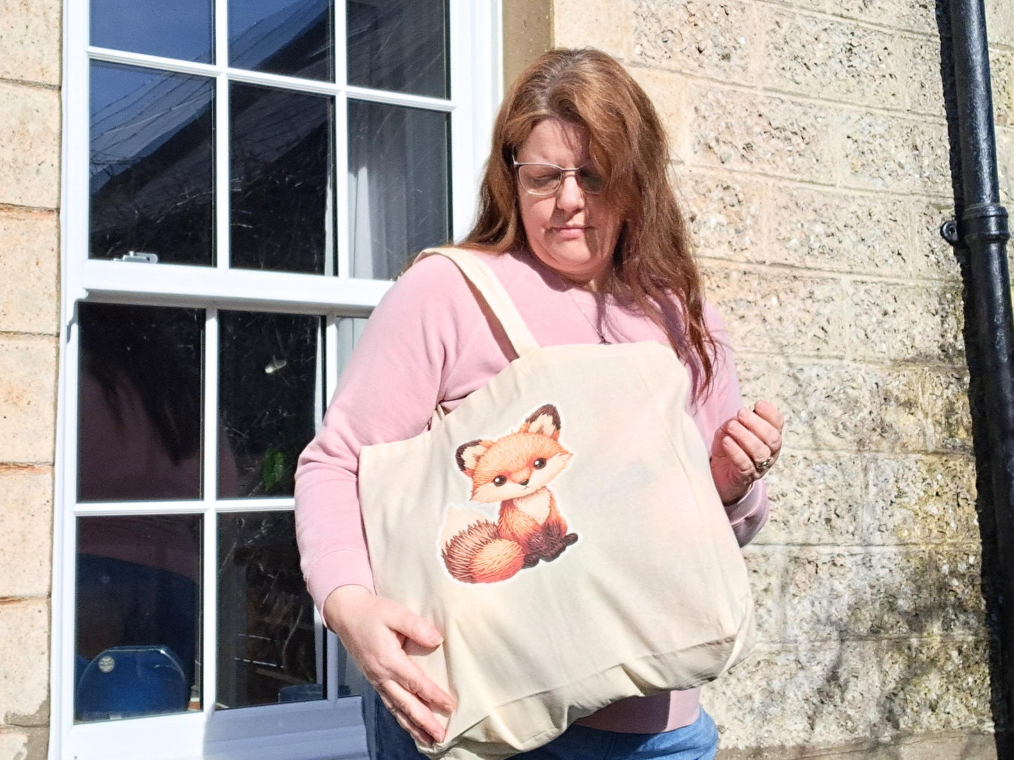 Fox Extra Large Tote Bag, Project Holdall Yarn Pals, Woodland WIP Shopper, Yarn Artist Gift