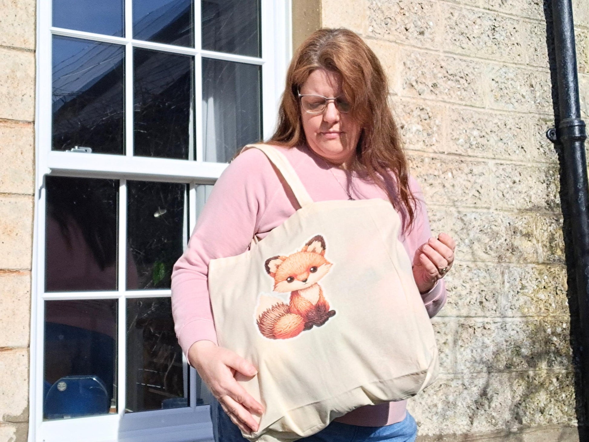 Fox Extra Large Tote Bag, Project Holdall Yarn Pals, Woodland WIP Shopper, Yarn Artist Gift