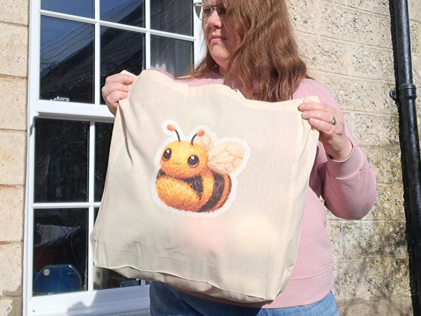 Bee Extra Large Tote Bag, Project Holdall Yarn Pals, Garden Insect WIP Shopper, Yarn Artist Gift