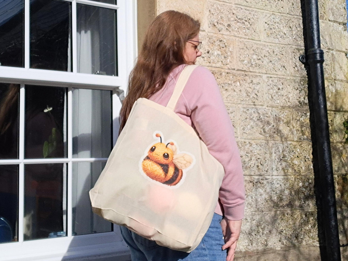 Bee Extra Large Tote Bag, Project Holdall Yarn Pals, Garden Insect WIP Shopper, Yarn Artist Gift