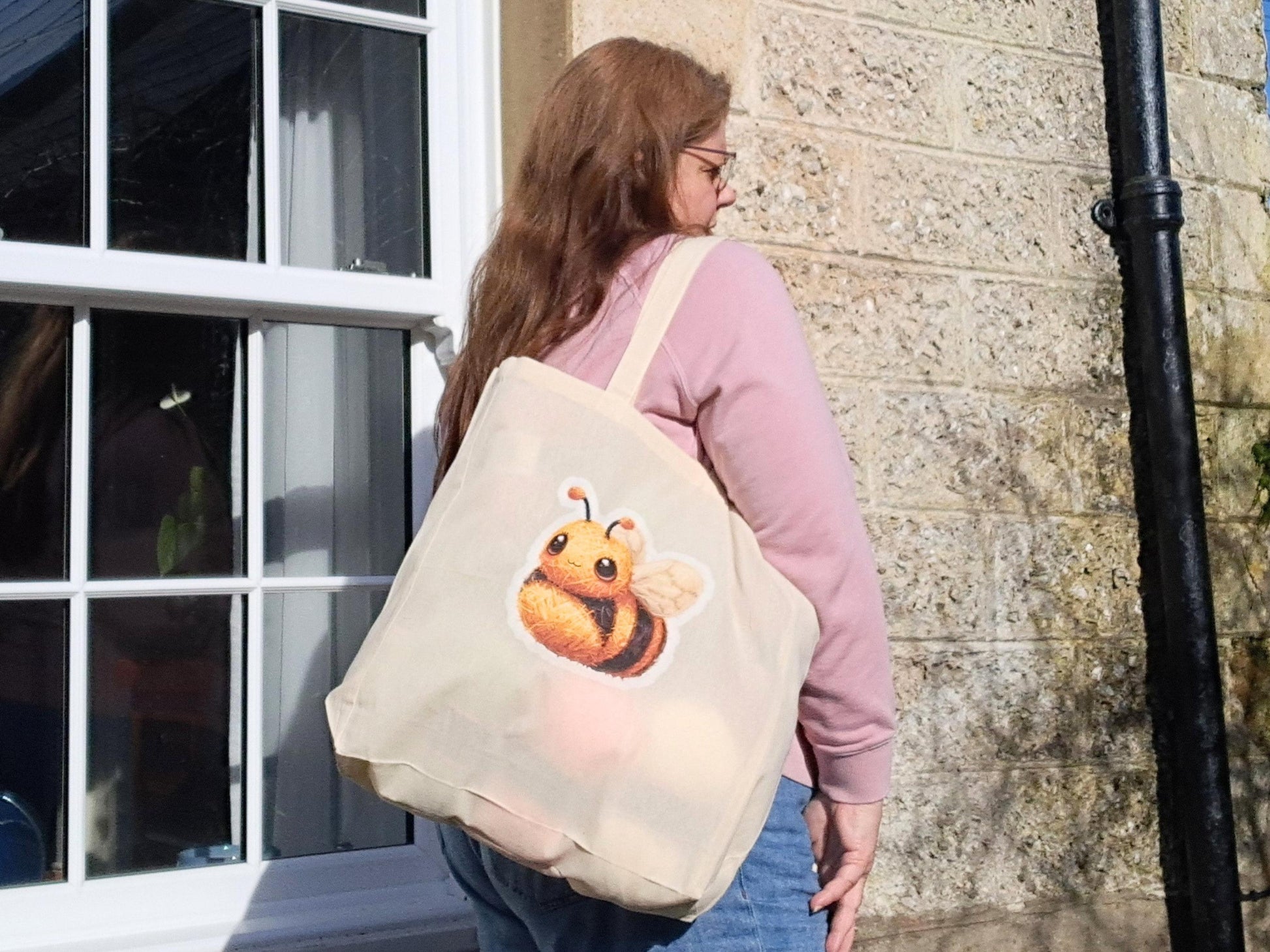 Bee Extra Large Tote Bag, Project Holdall Yarn Pals, Garden Insect WIP Shopper, Yarn Artist Gift