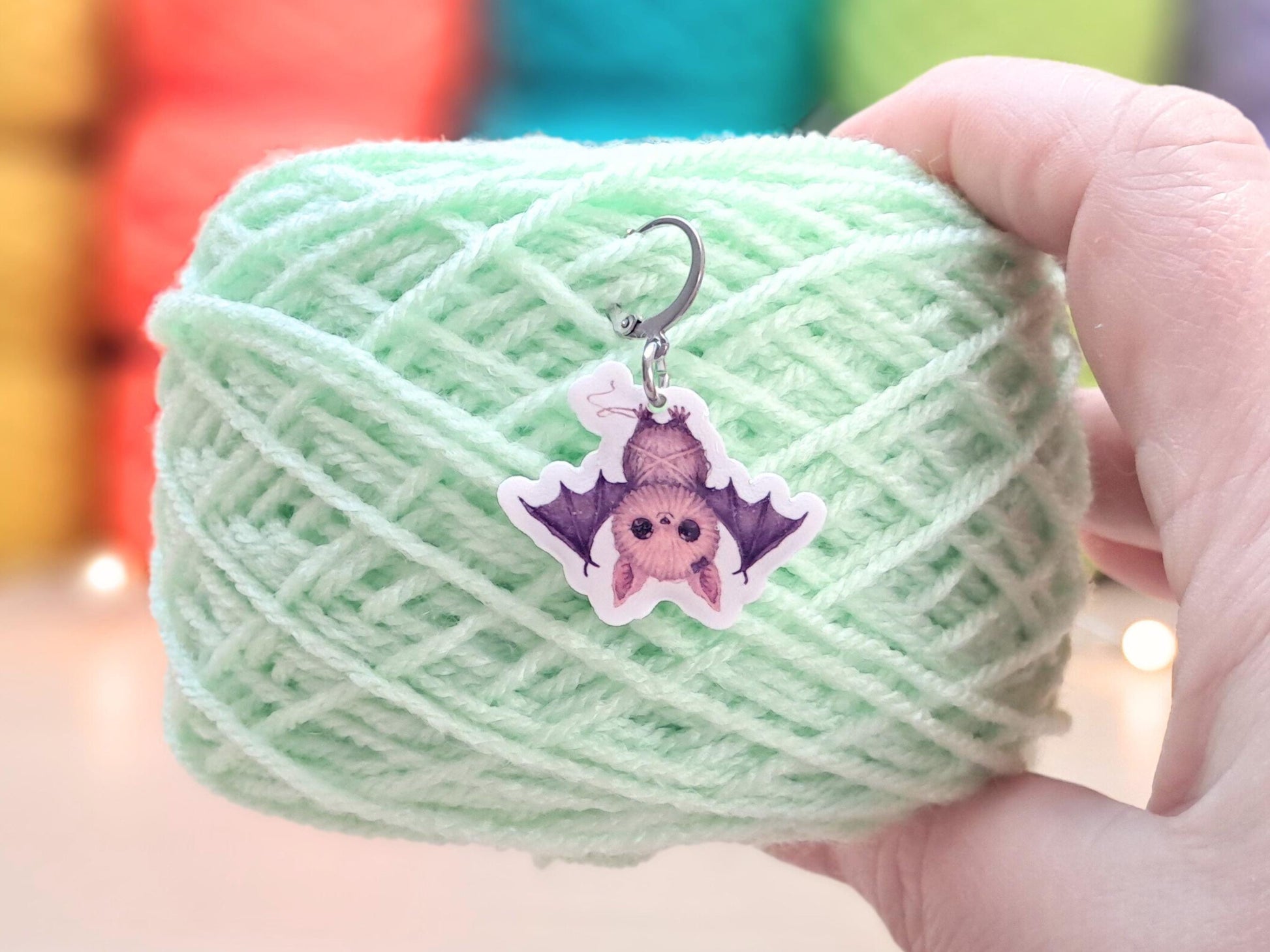 Bat Stitch Marker, Silver Plated Lever Back Crochet Notion, Kawaii Gothic emo Halloween Charm, Progress Row Keeper, Crochet Supply Gift