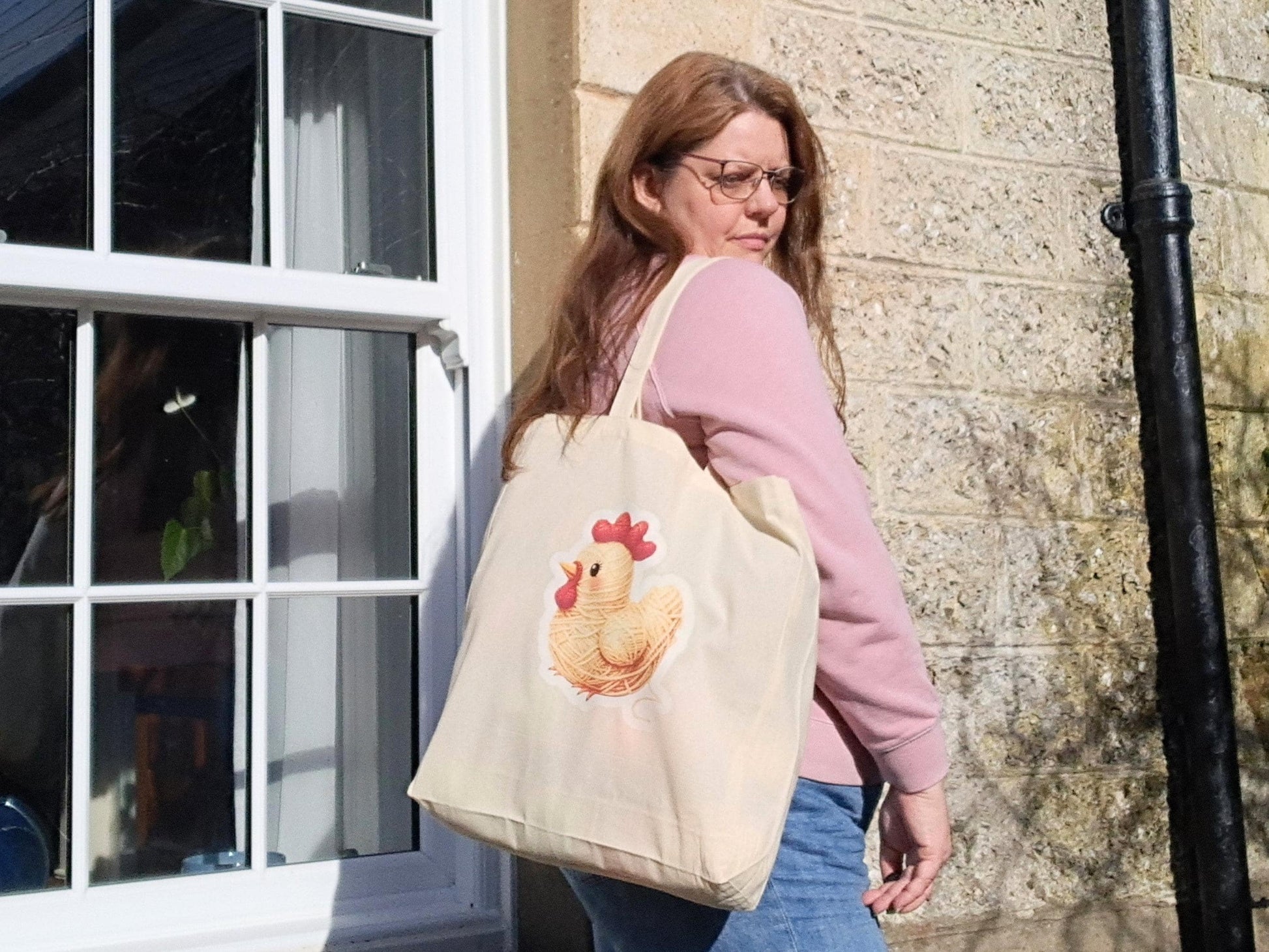 Chicken Extra Large Tote Bag, Project Holdall Yarn Pals, Bird Farm WIP Market Shopper, Yarn Artist Gift
