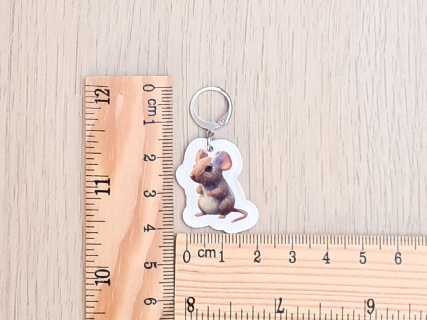 Mouse Stitch Marker, Silver Plated Lever Back Crochet Notion, Yarn Animal Charm, Field Wood, Progress Row Keeper, Crochet Supply Gift