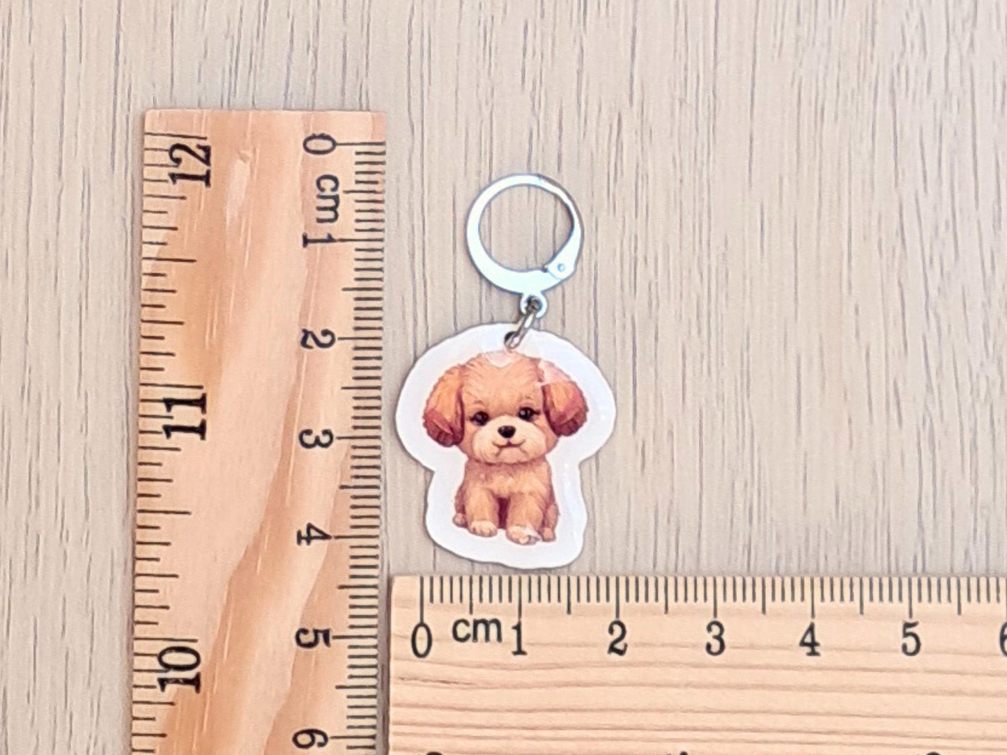 Puppy Dog Stitch Marker, Silver Plated Lever Back Crochet Notion, Yarn Animal Pet Charm, Progress Row Keeper, Crochet Supply Gift