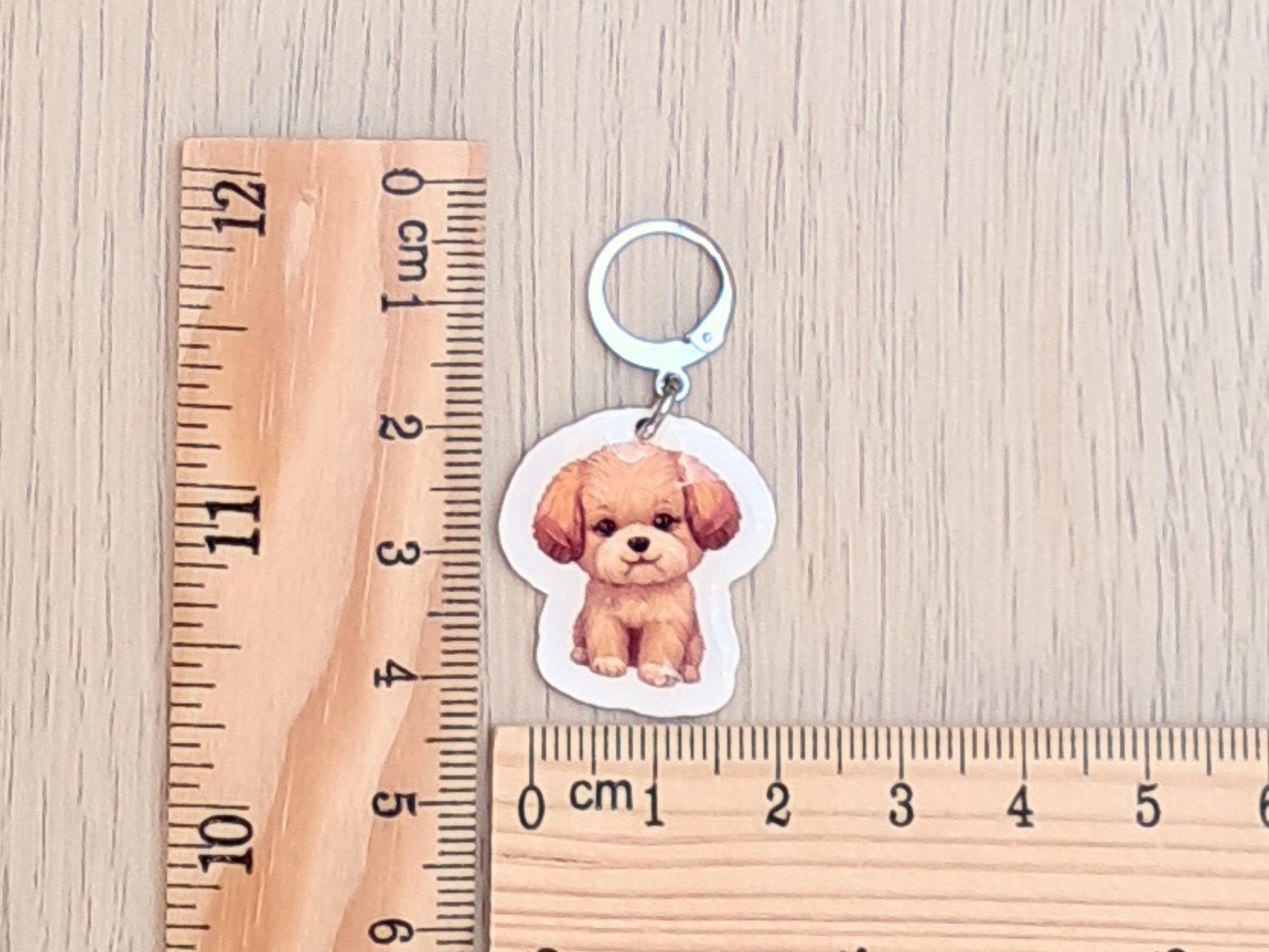 Puppy Dog Stitch Marker, Silver Plated Lever Back Crochet Notion, Yarn Animal Pet Charm, Progress Row Keeper, Crochet Supply Gift