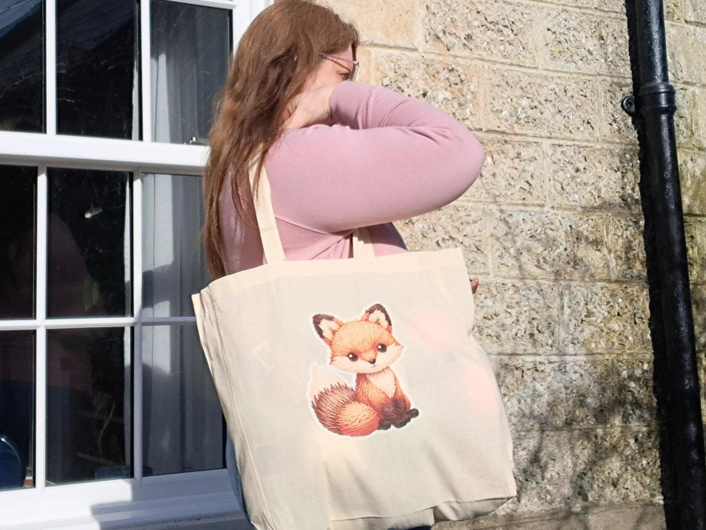 Fox Extra Large Tote Bag, Project Holdall Yarn Pals, Woodland WIP Shopper, Yarn Artist Gift