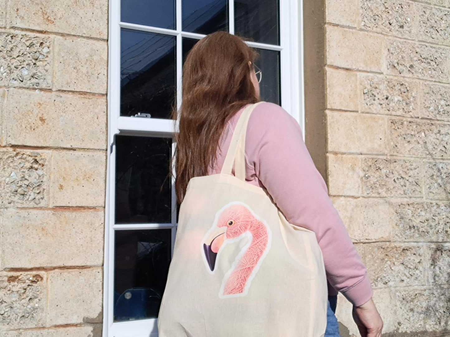 Flamingo Extra Large Tote Bag, Project Holdall Yarn Pals, Bird Tropical WIP Market Shopper, Yarn Artist Gift