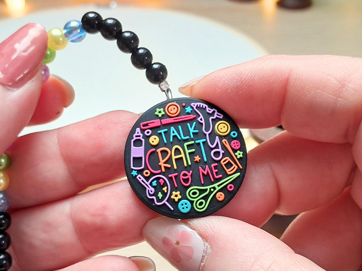 Funny 'Talk To Me Crafty' Scissor Fob with Protection Bead
