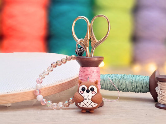 Cute Owl Scissor Fob with Protection Bead