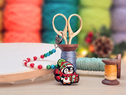Christmas Penguin Scissor Fob with Protection Bead