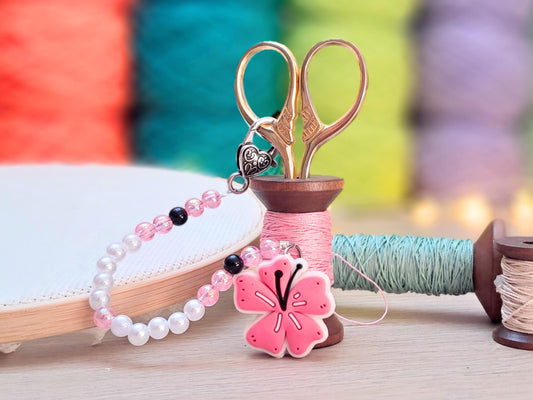 Cherry Blossom Scissor Fob with Protection Bead