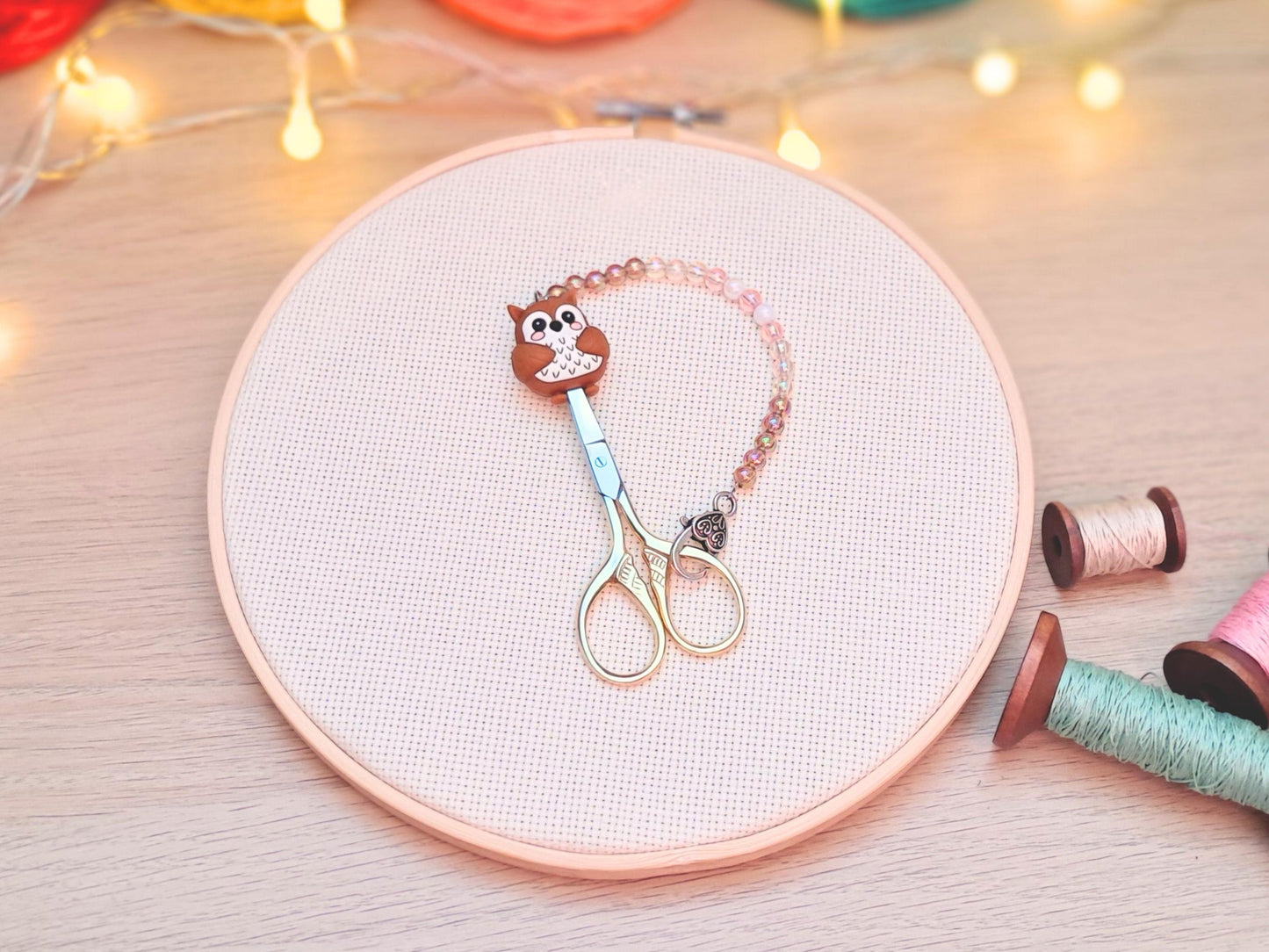 Cute Owl Scissor Fob with Protection Bead